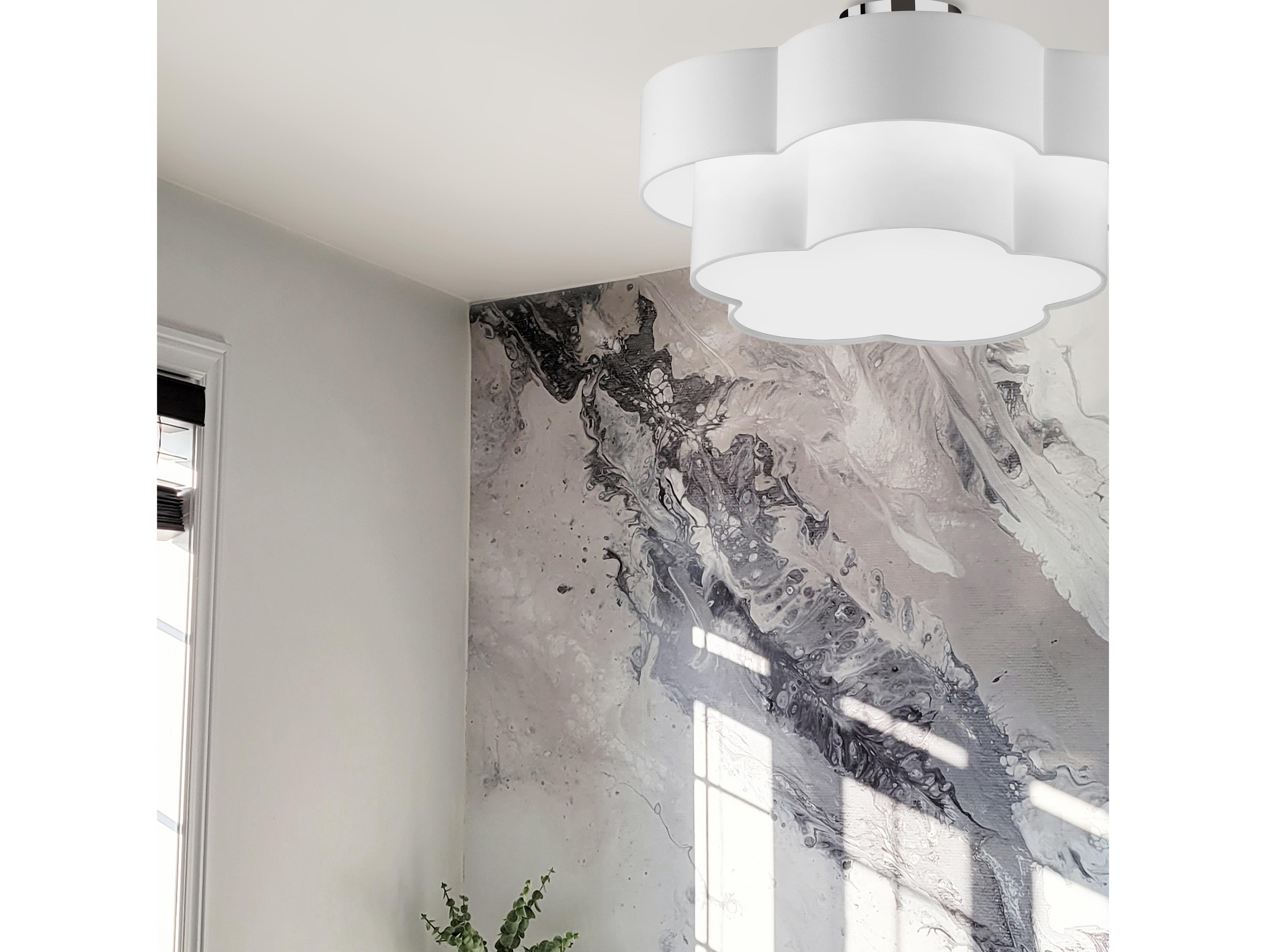 Dainolite Phlox 3-Light Polished Chrome White Drum Flush Mount