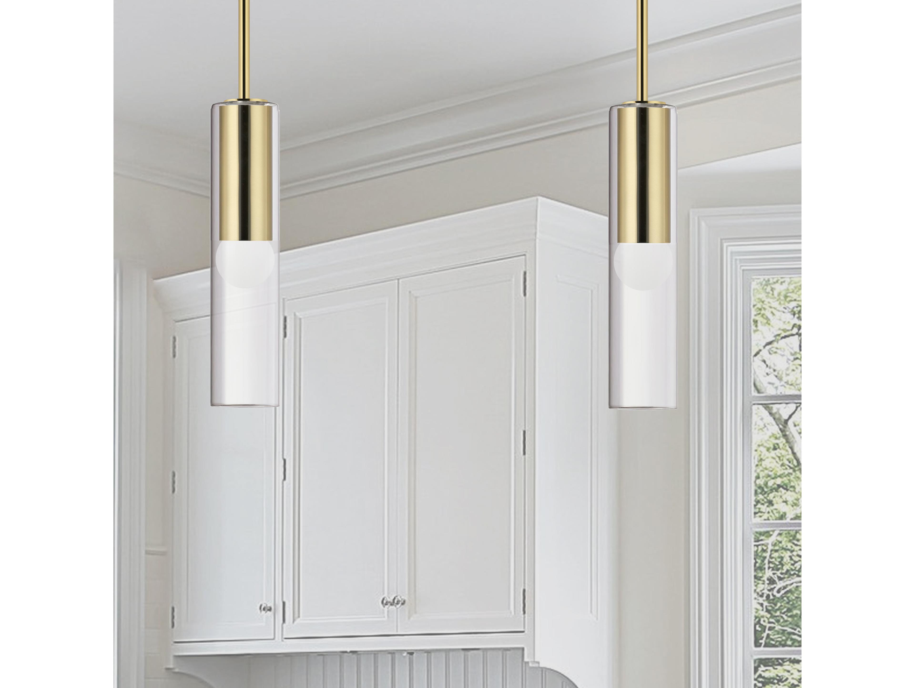 Dainolite Palmer 1-Light Aged Brass Cylinder Mini Pendant