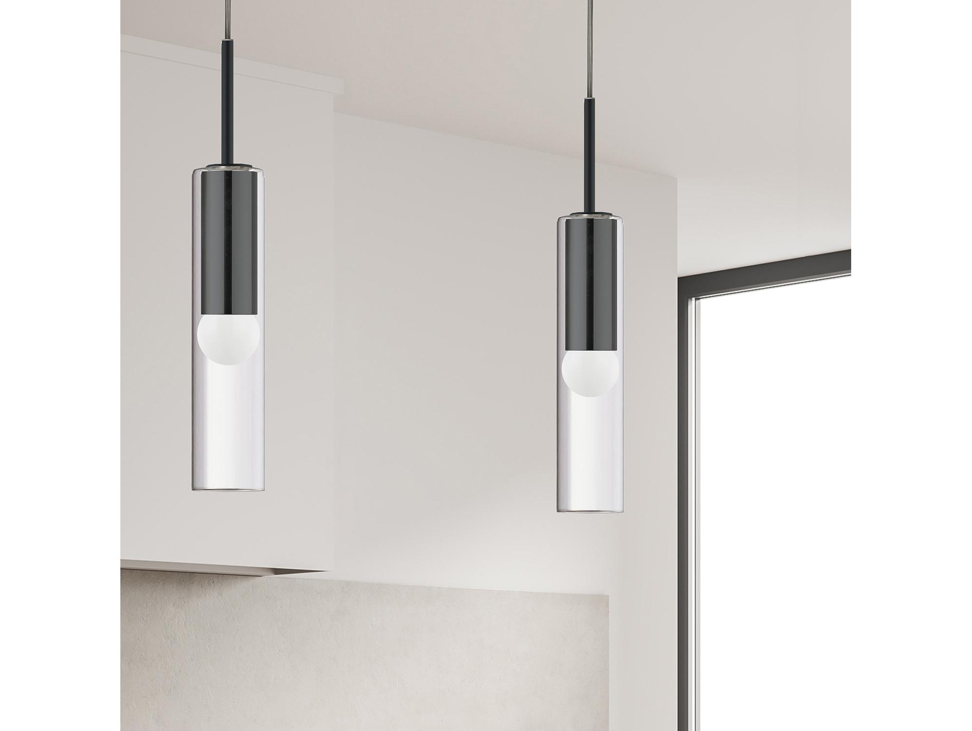 Dainolite Palmer 1-Light Matte Black Cylinder Mini Pendant