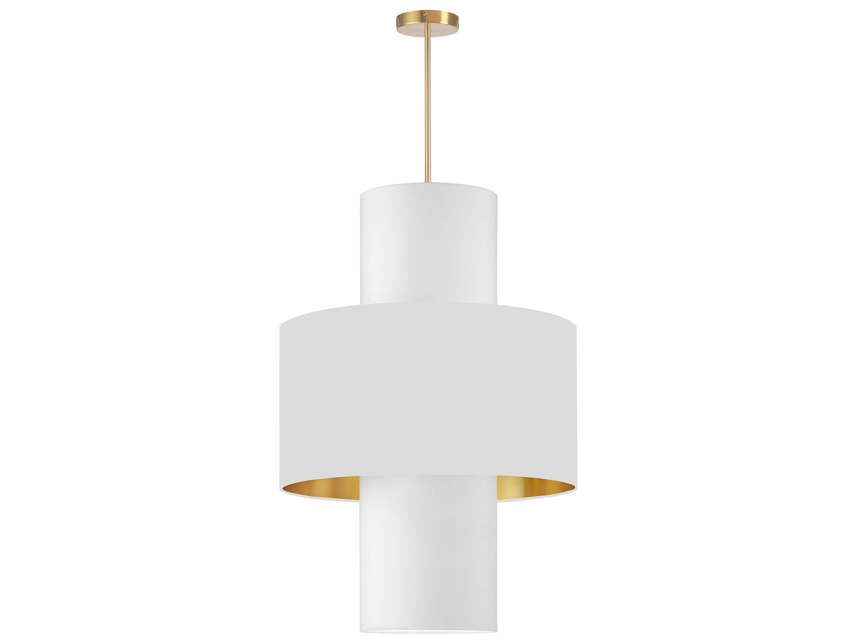 Dainolite Patrona 4-Light Aged Brass White Drum Pendant