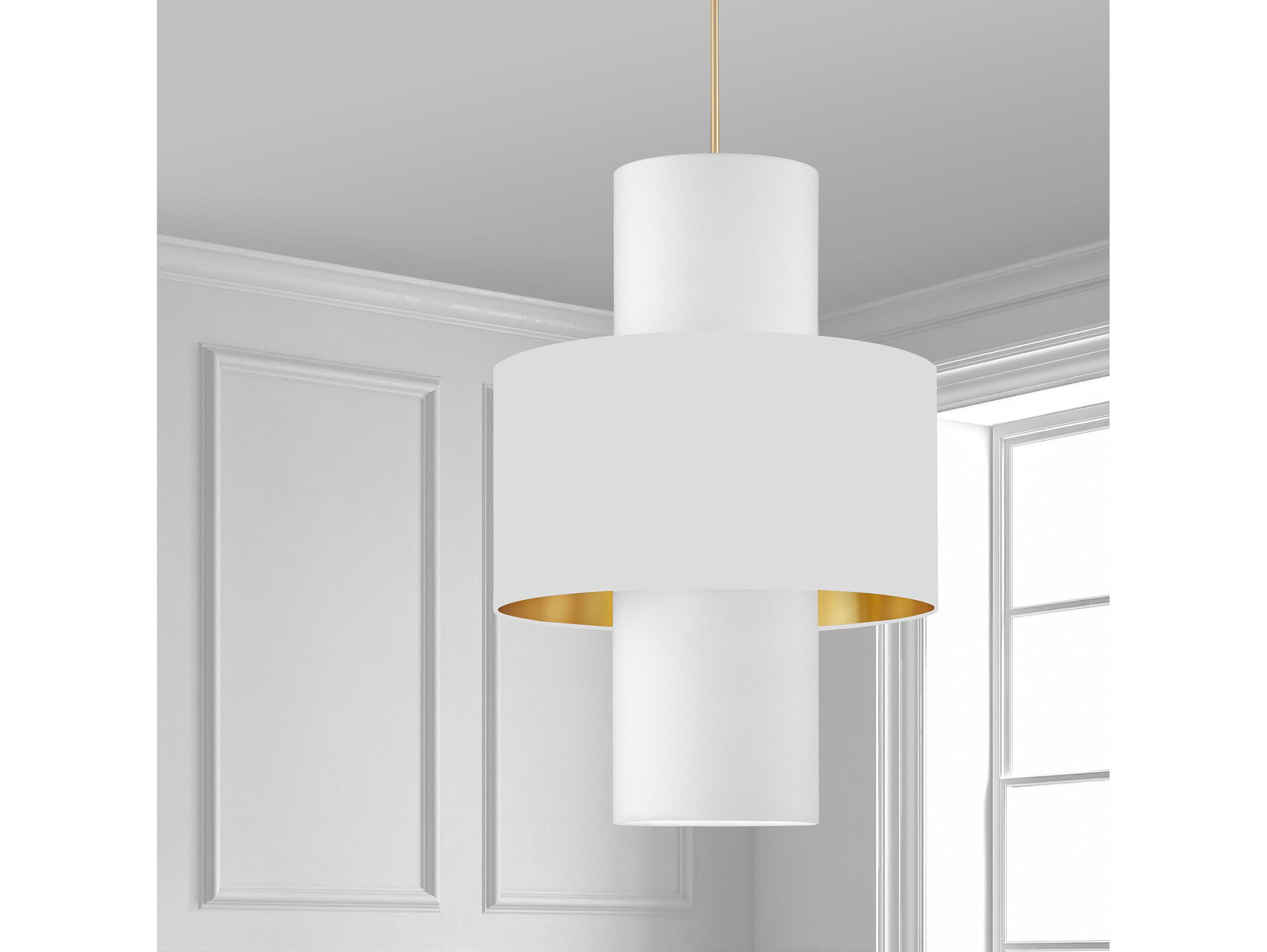 Dainolite Patrona 4-Light Aged Brass White Drum Pendant