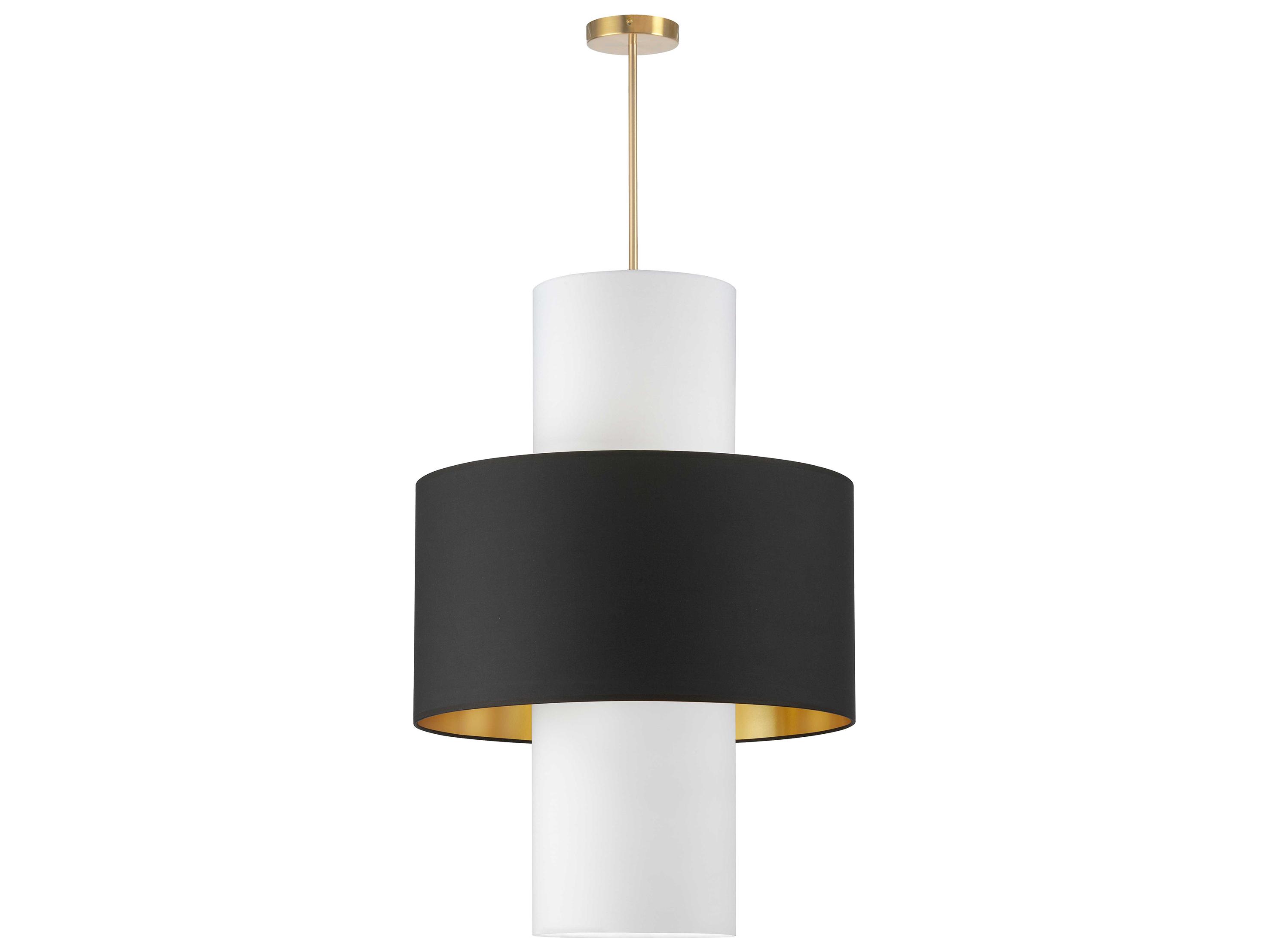 Dainolite Patrona 4-Light Aged Brass White Drum Pendant