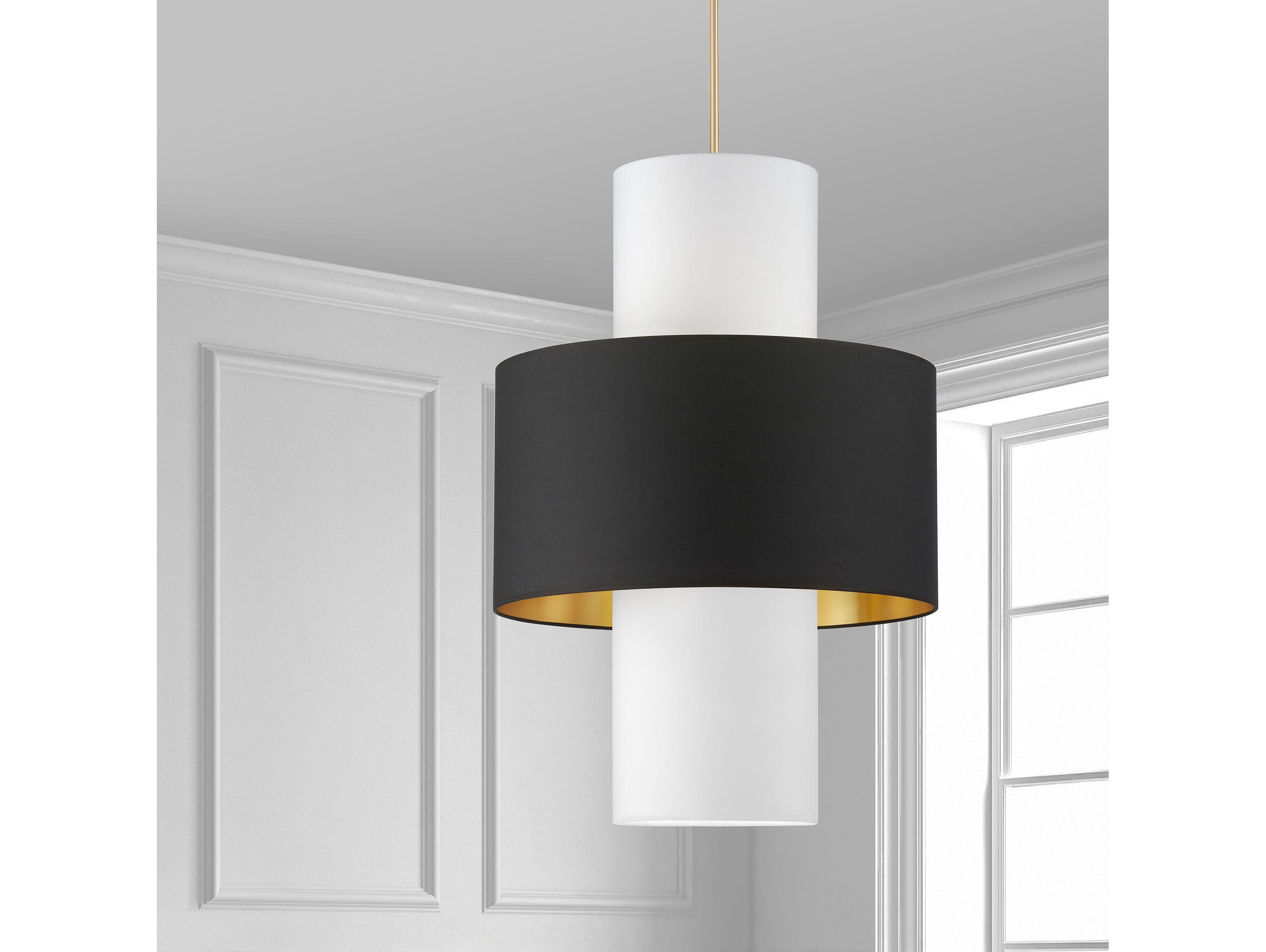 Dainolite Patrona 4-Light Aged Brass White Drum Pendant