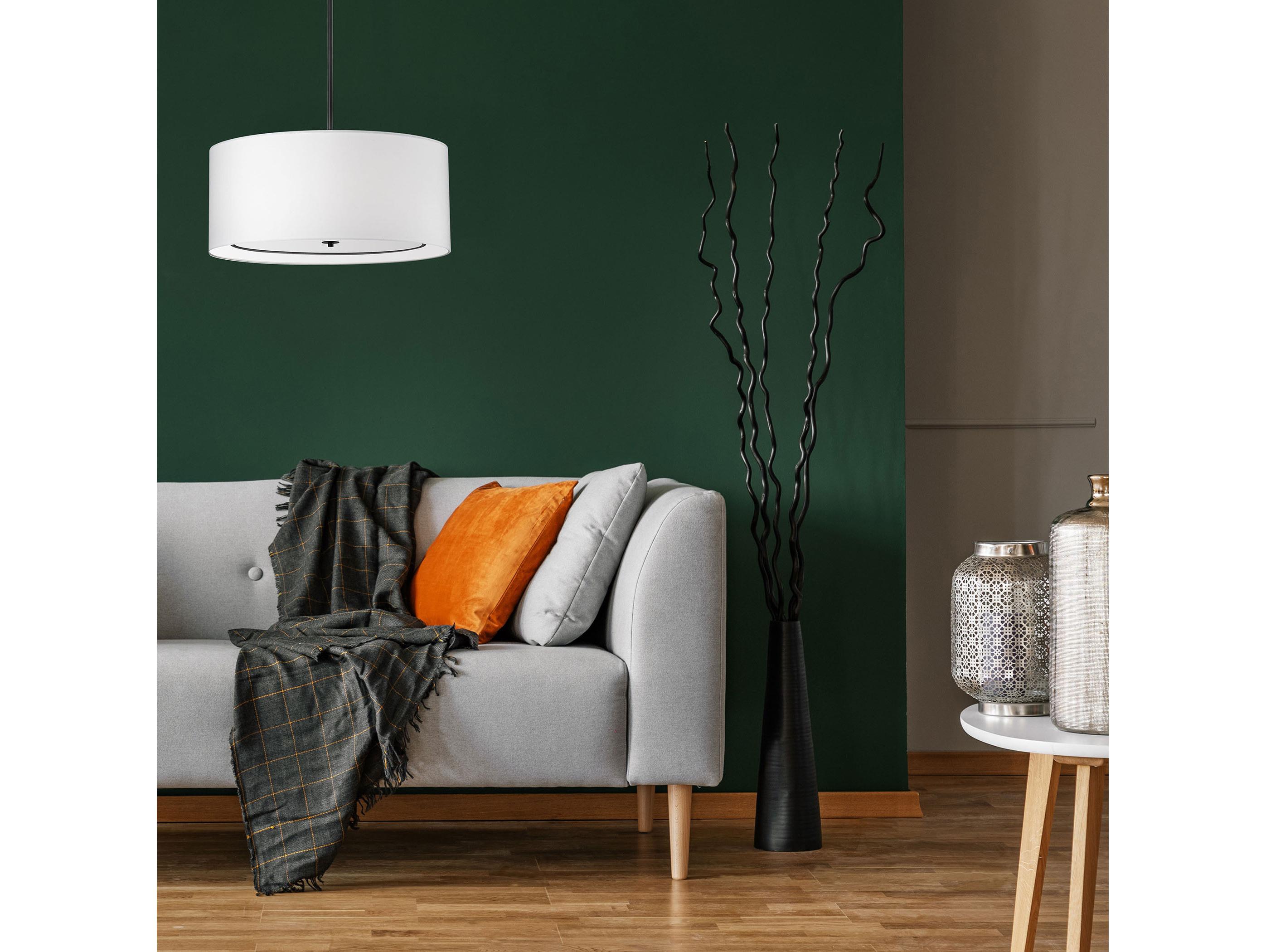 Dainolite Porscha 4-Light Matte Black White Drum Pendant