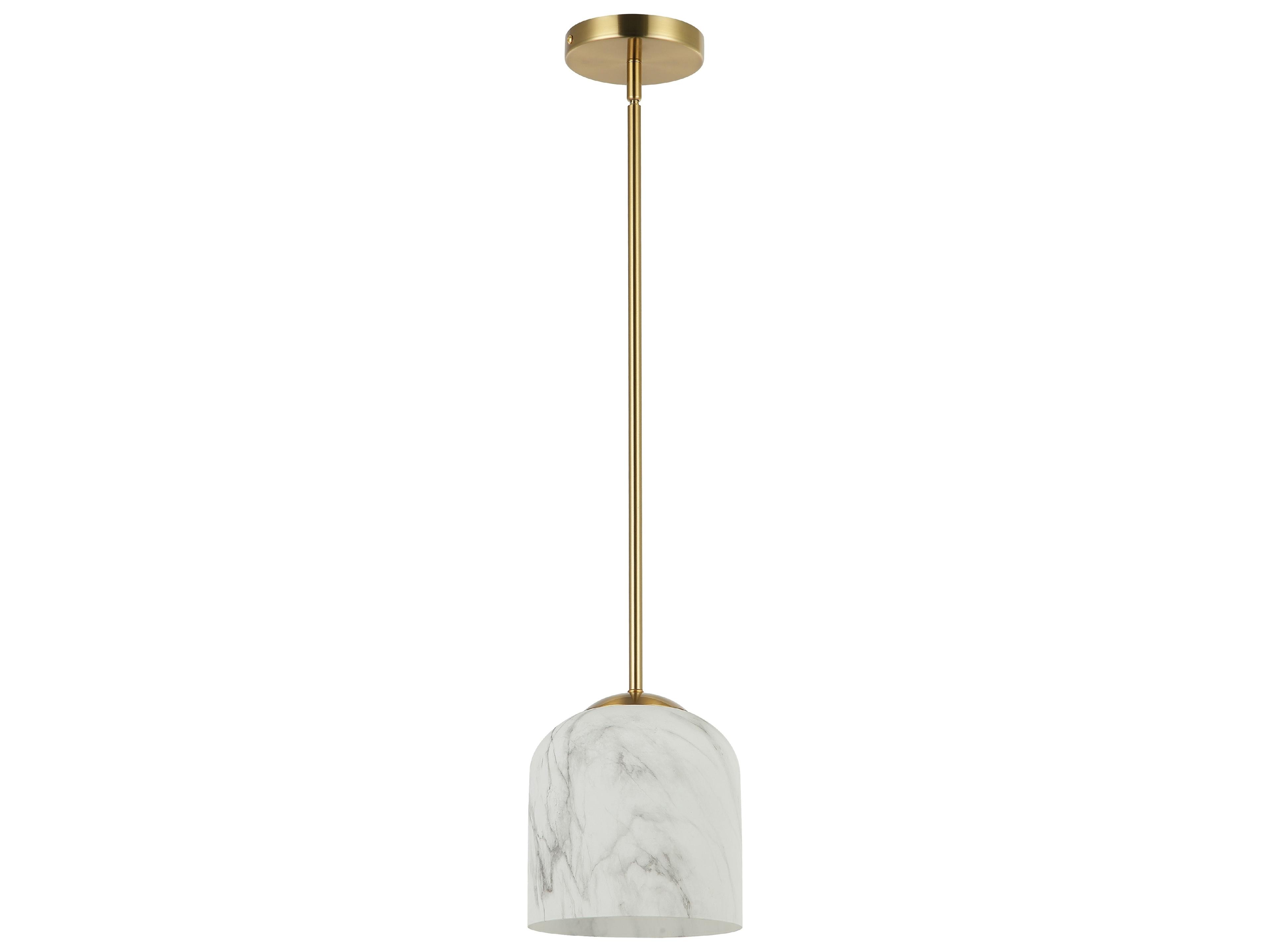 Dainolite Patrice 1-Light Alabaster Aged Brass Bell Mini Pendant