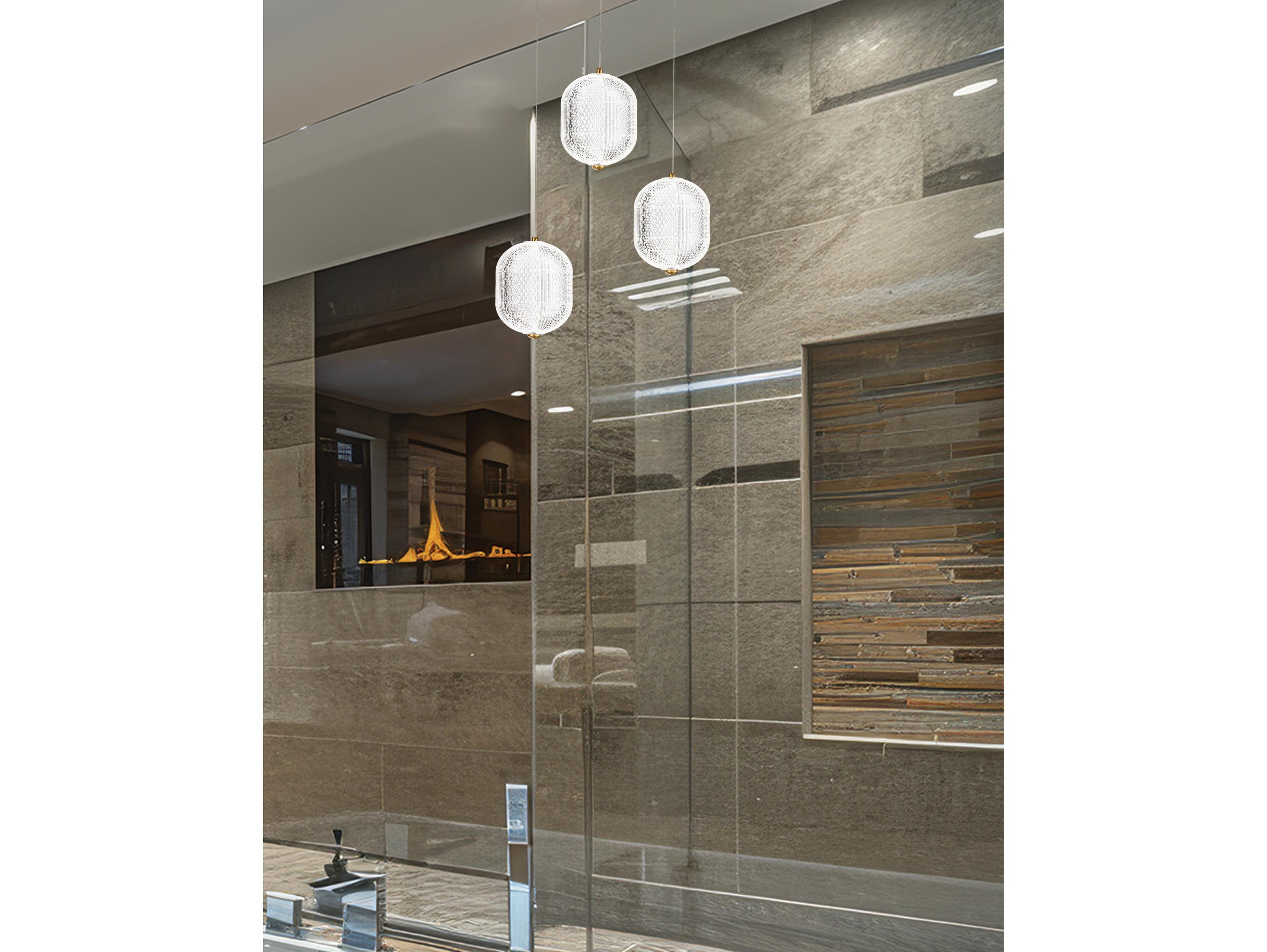 Dainolite Peri 3-Light Aged Brass Mini Pendant