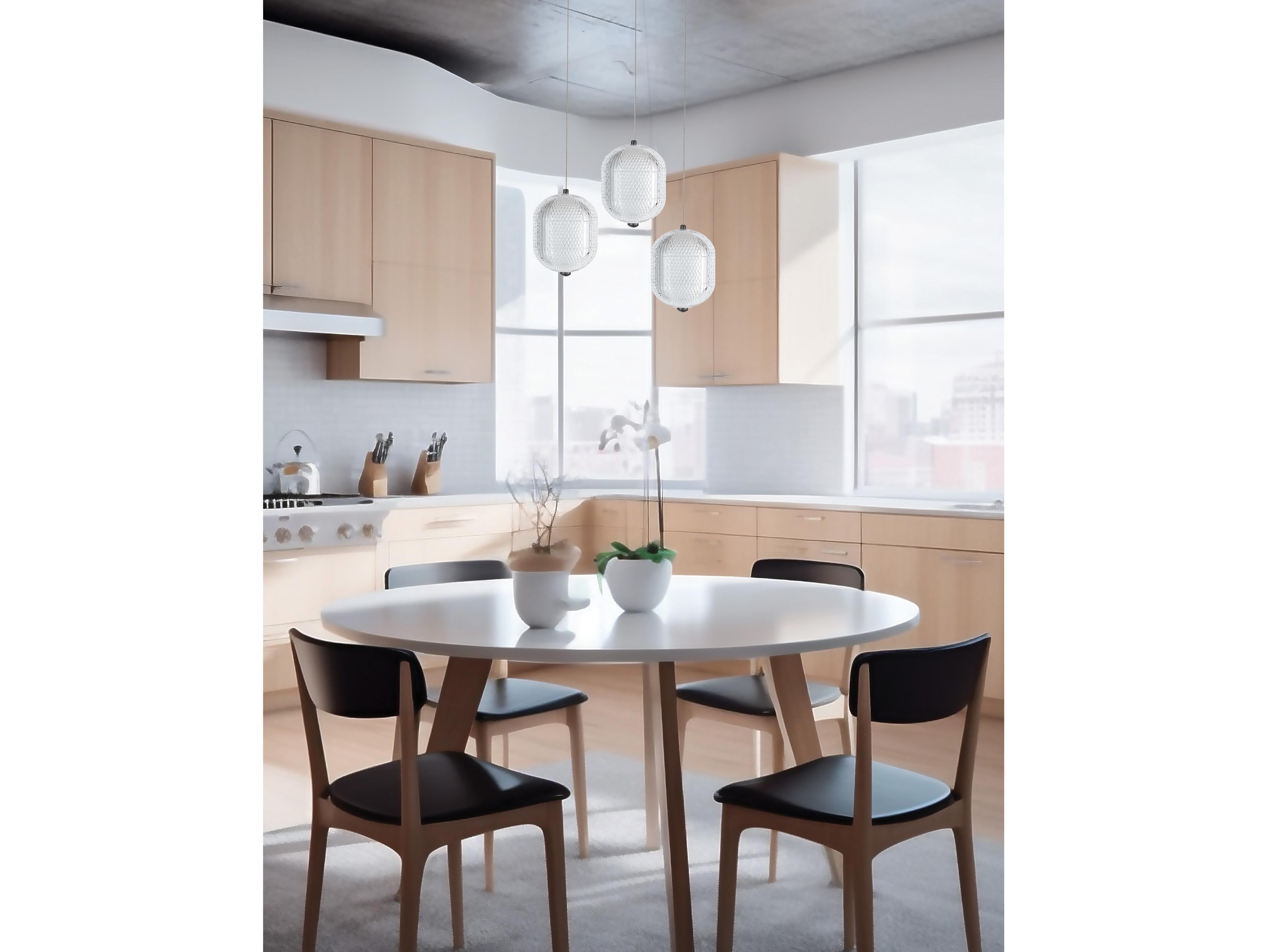 Dainolite Peri 3-Light Matte Black Mini Pendant