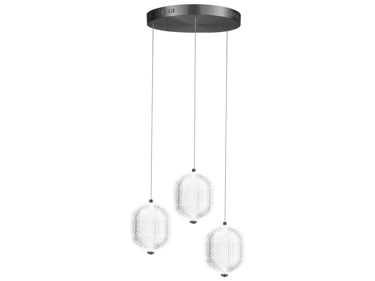 Dainolite Peri 3-Light Matte Black Mini Pendant