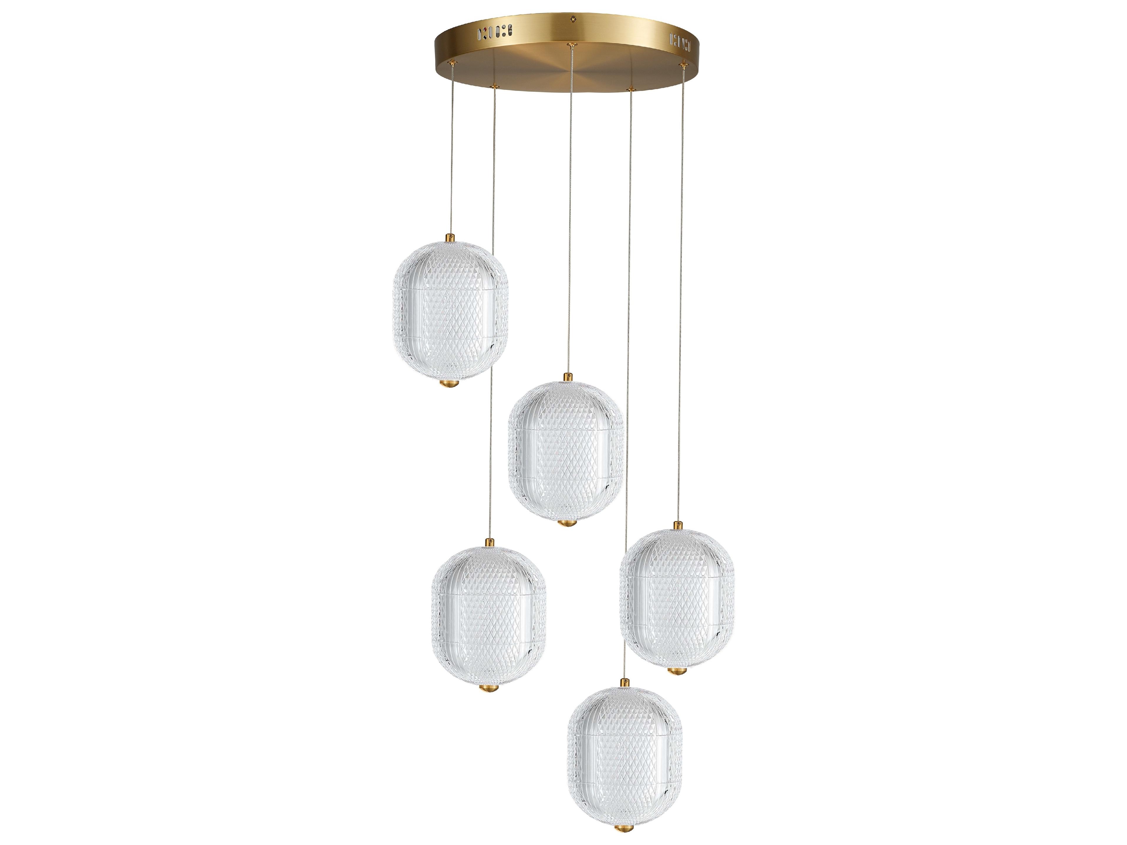 Dainolite Peri 5-Light Aged Brass Pendant
