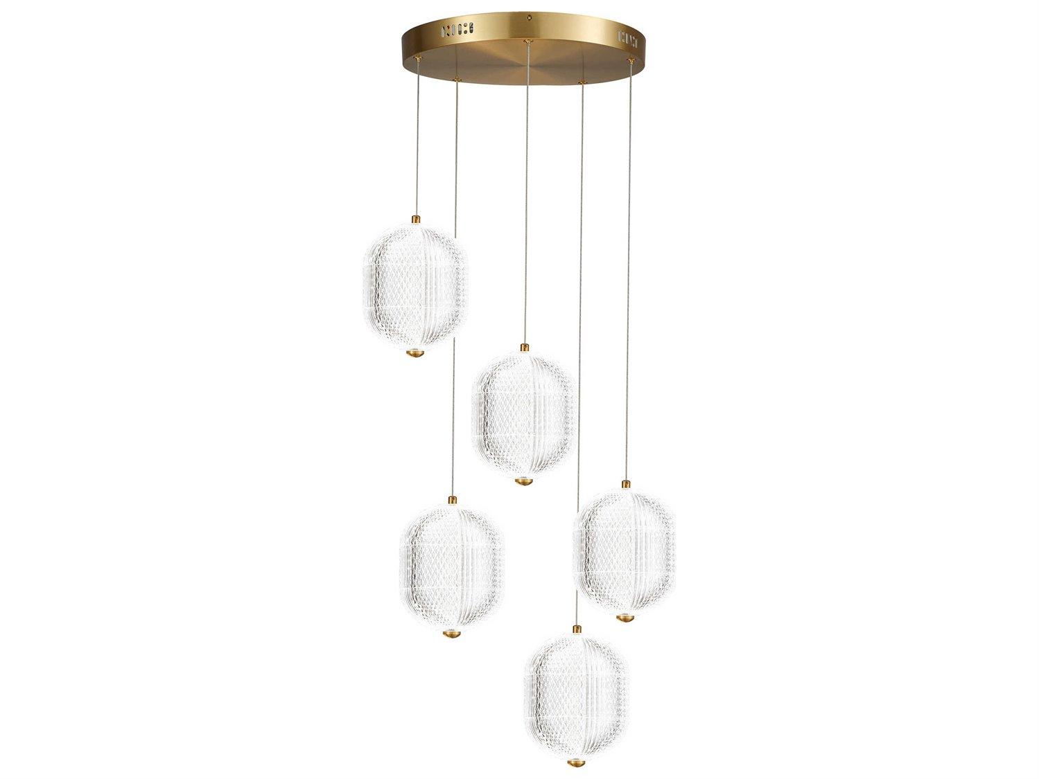 Dainolite Peri 5-Light Aged Brass Pendant