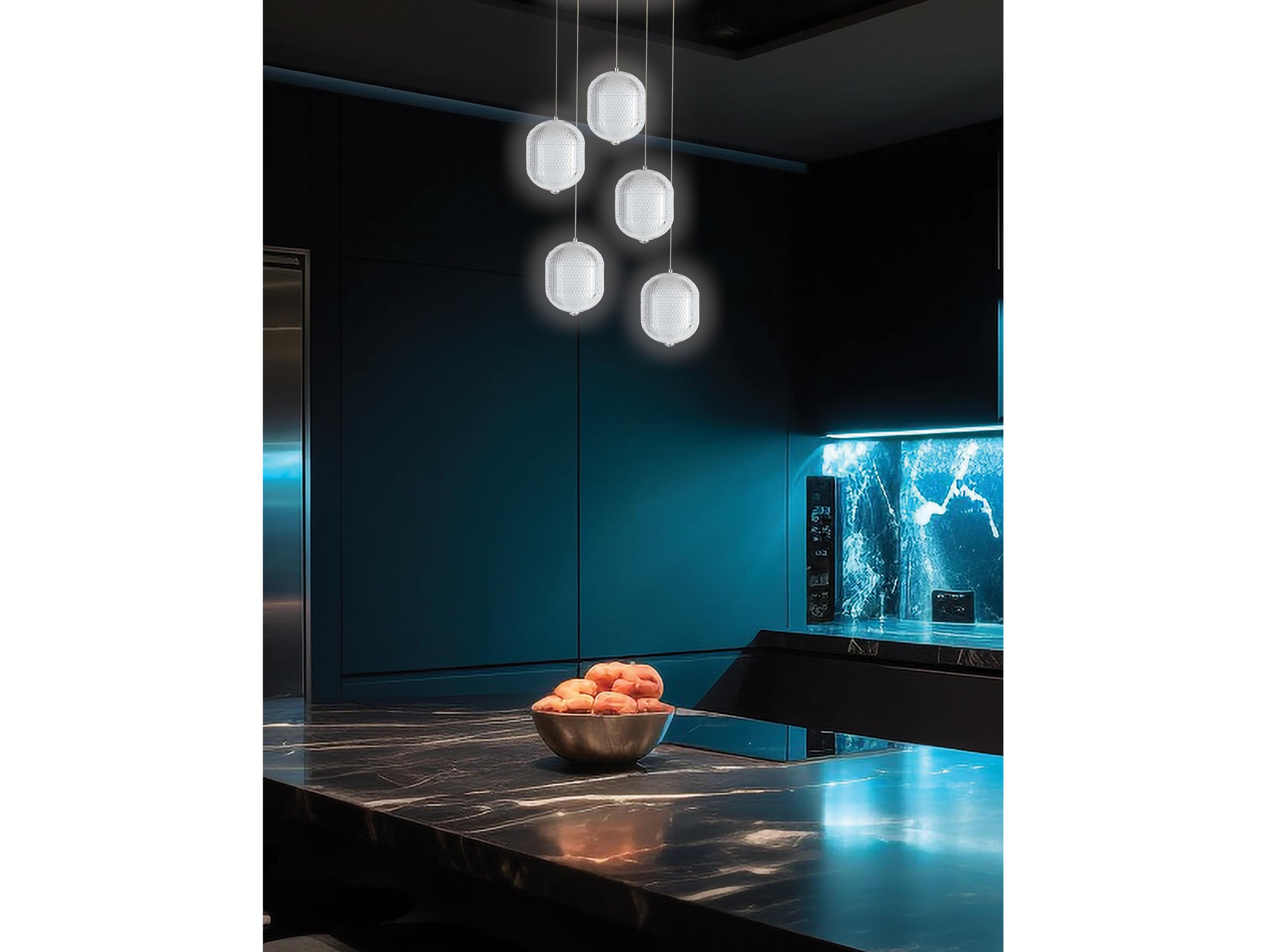 Dainolite Peri 5-Light Polished Chrome Pendant