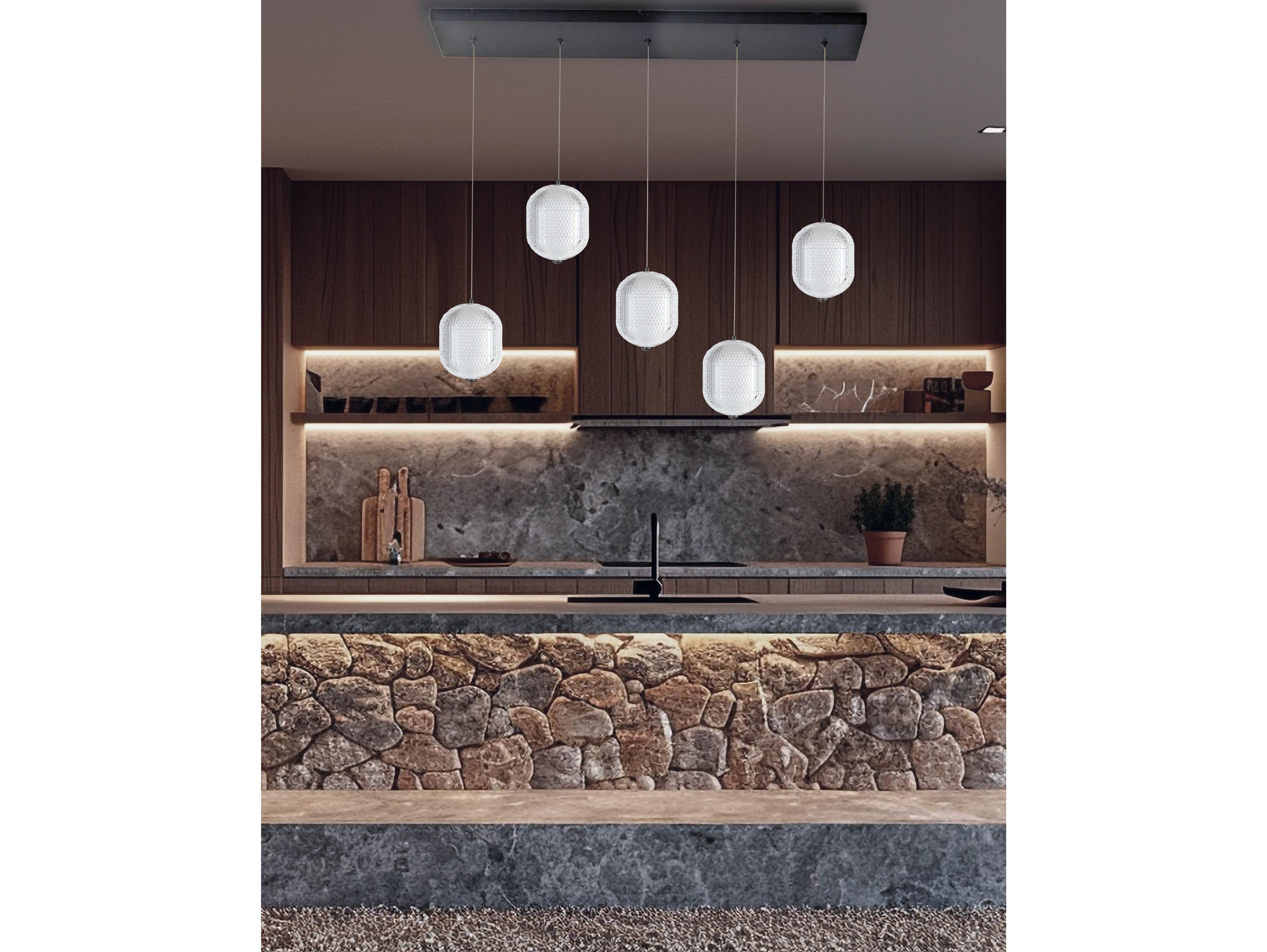 Dainolite Peri 5-Light Matte Black Island Pendant