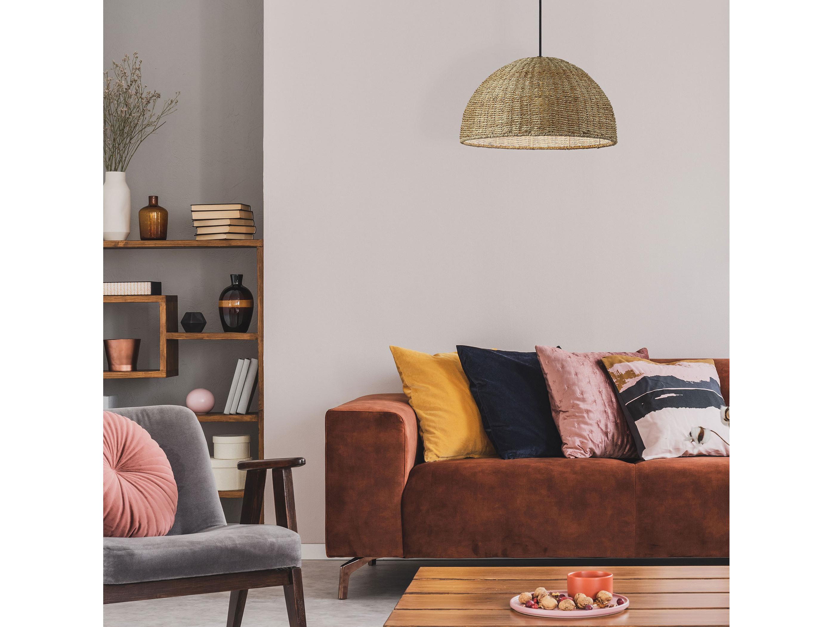 Dainolite Pourel 1-Light Natural Black Brown Dome Pendant