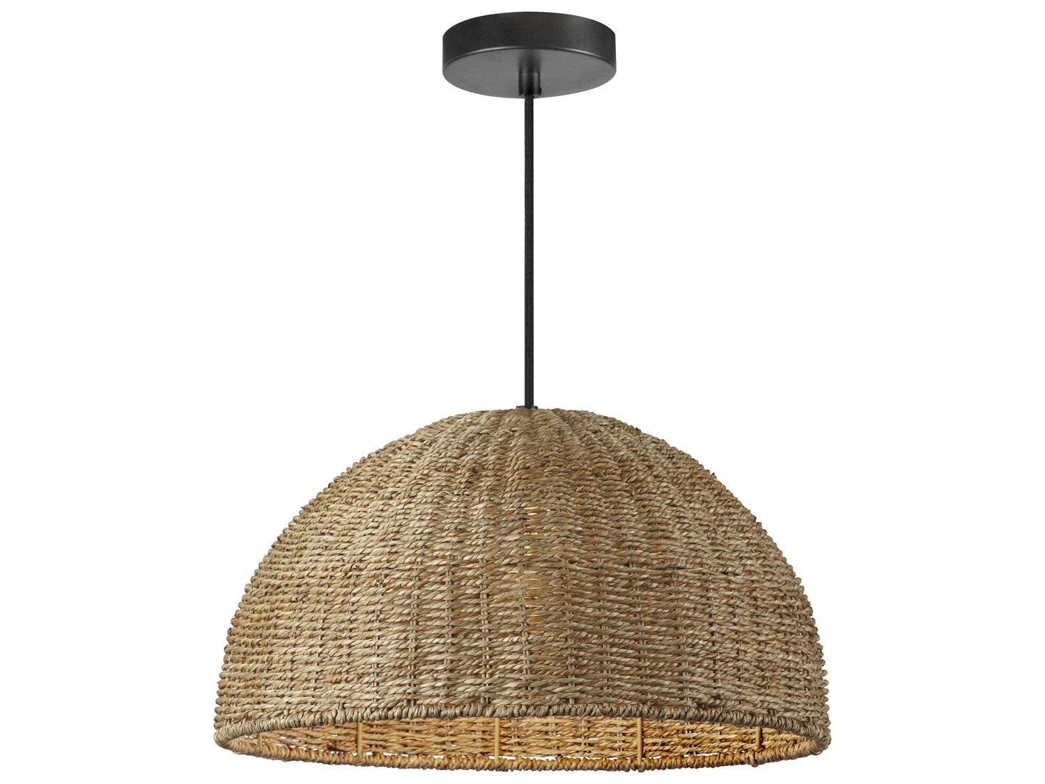 Dainolite Pourel 1-Light Natural Black Brown Dome Pendant