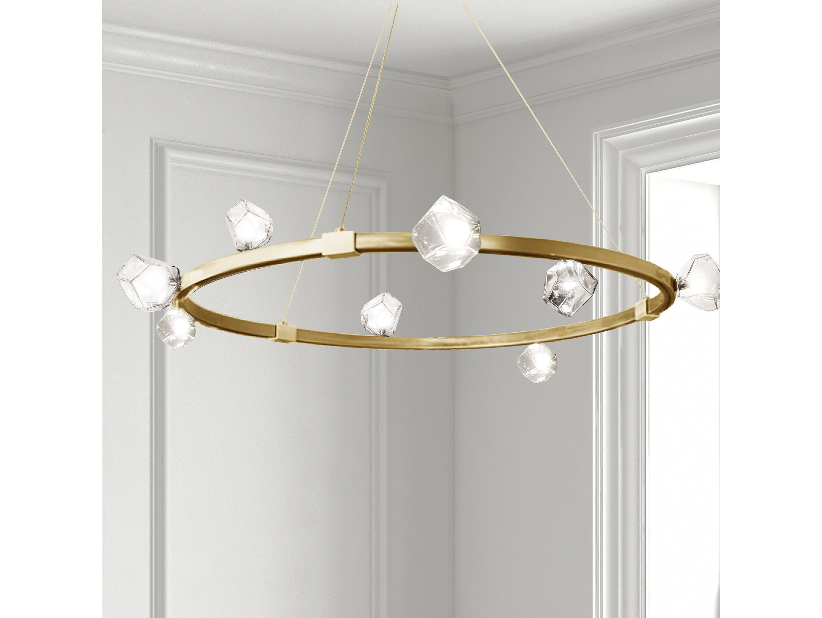 Dainolite Pearlene 12-Light Aged Brass Geometric Round Chandelier