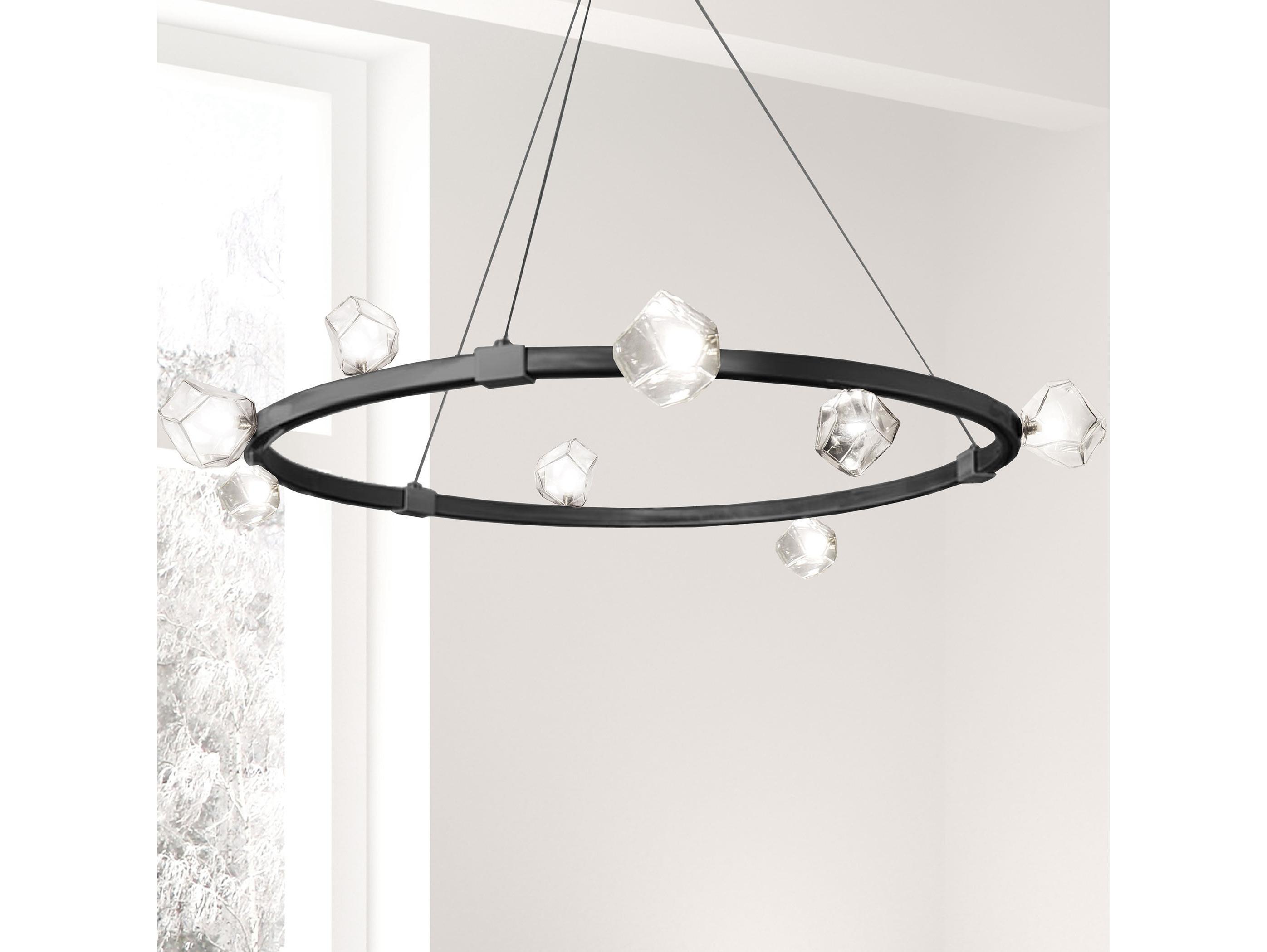 Dainolite Pearlene 12-Light Matte Black Geometric Round Chandelier