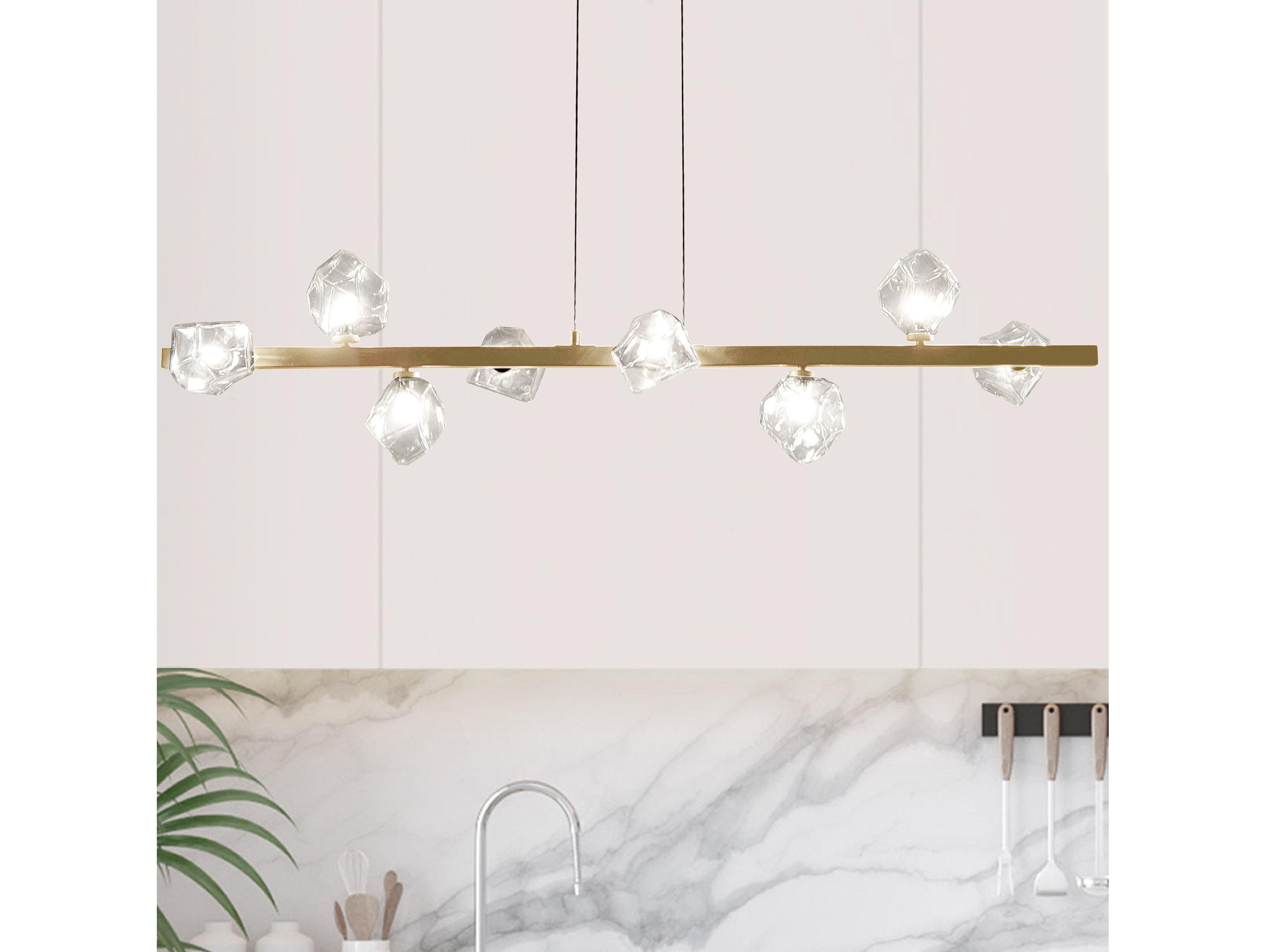 Dainolite Pearlene 8-Light Aged Brass Geometric Island Pendant