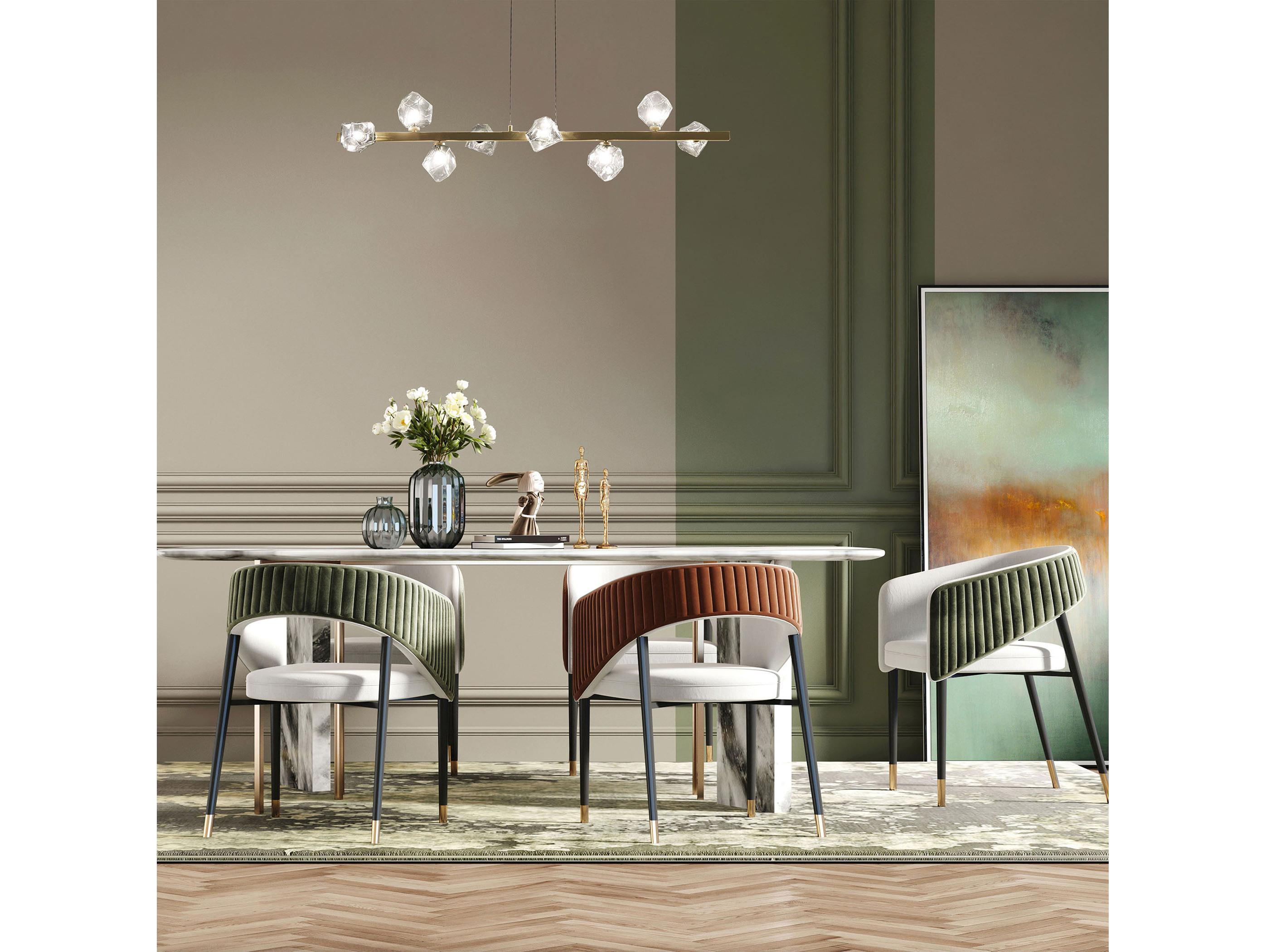 Dainolite Pearlene 8-Light Aged Brass Geometric Island Pendant