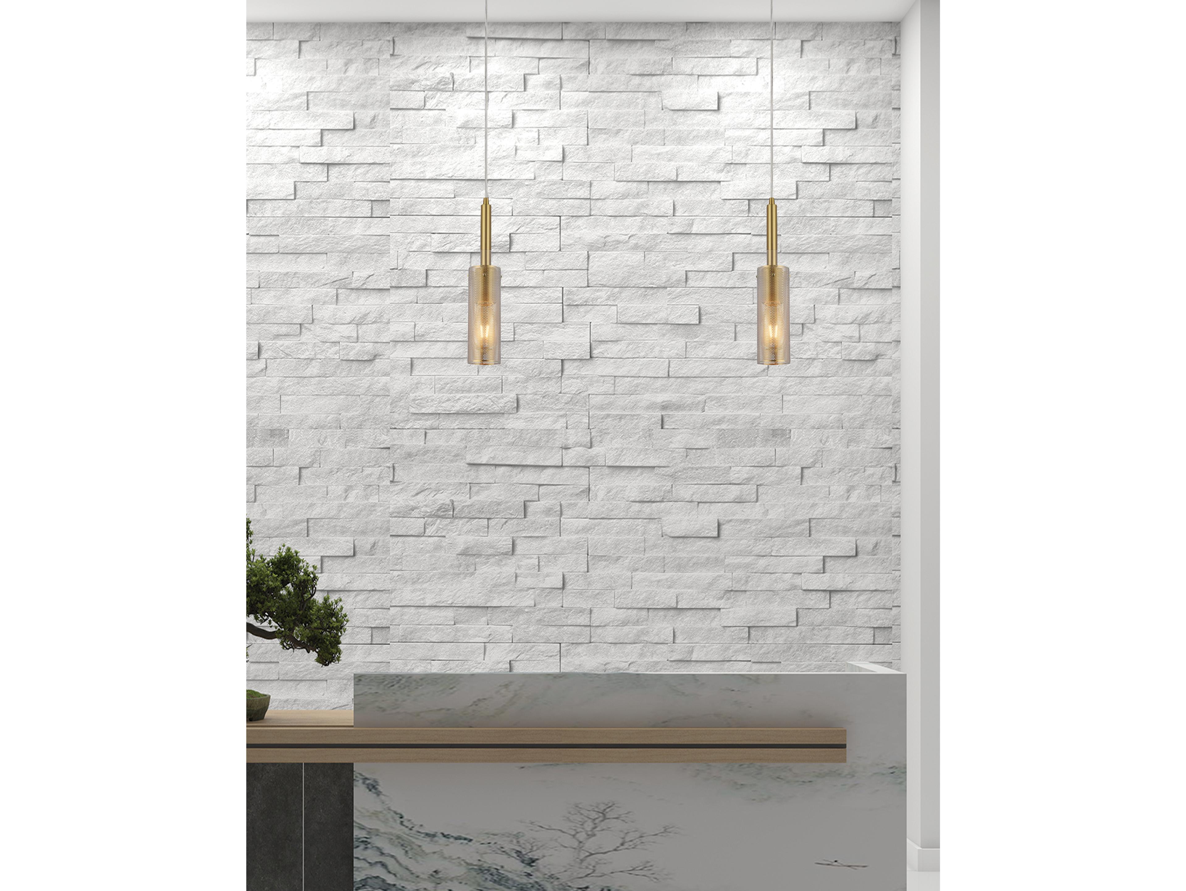 Dainolite Percy 1-Light Aged Brass Cylinder Mini Pendant