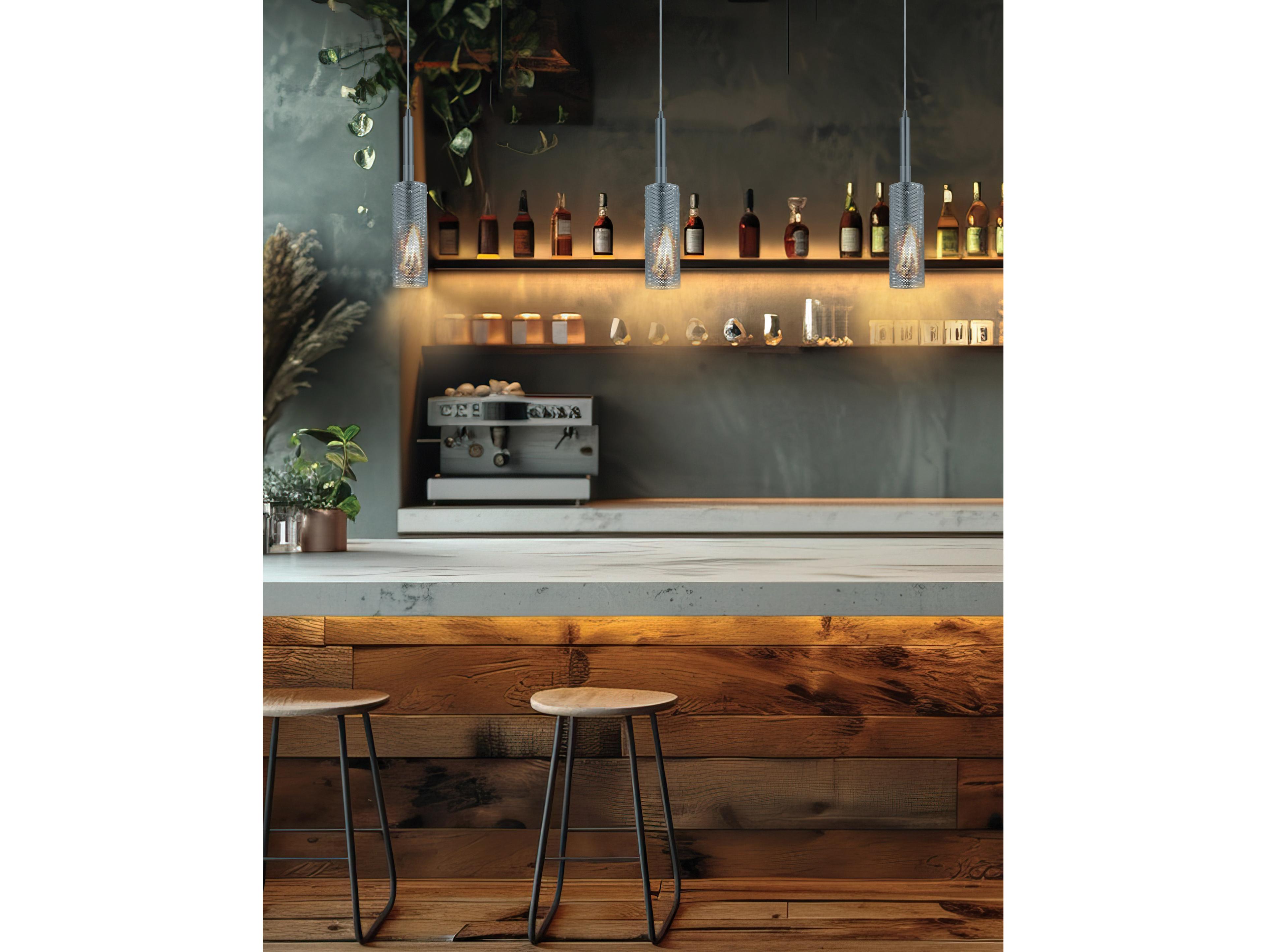 Dainolite Percy 1-Light Matte Black Cylinder Mini Pendant