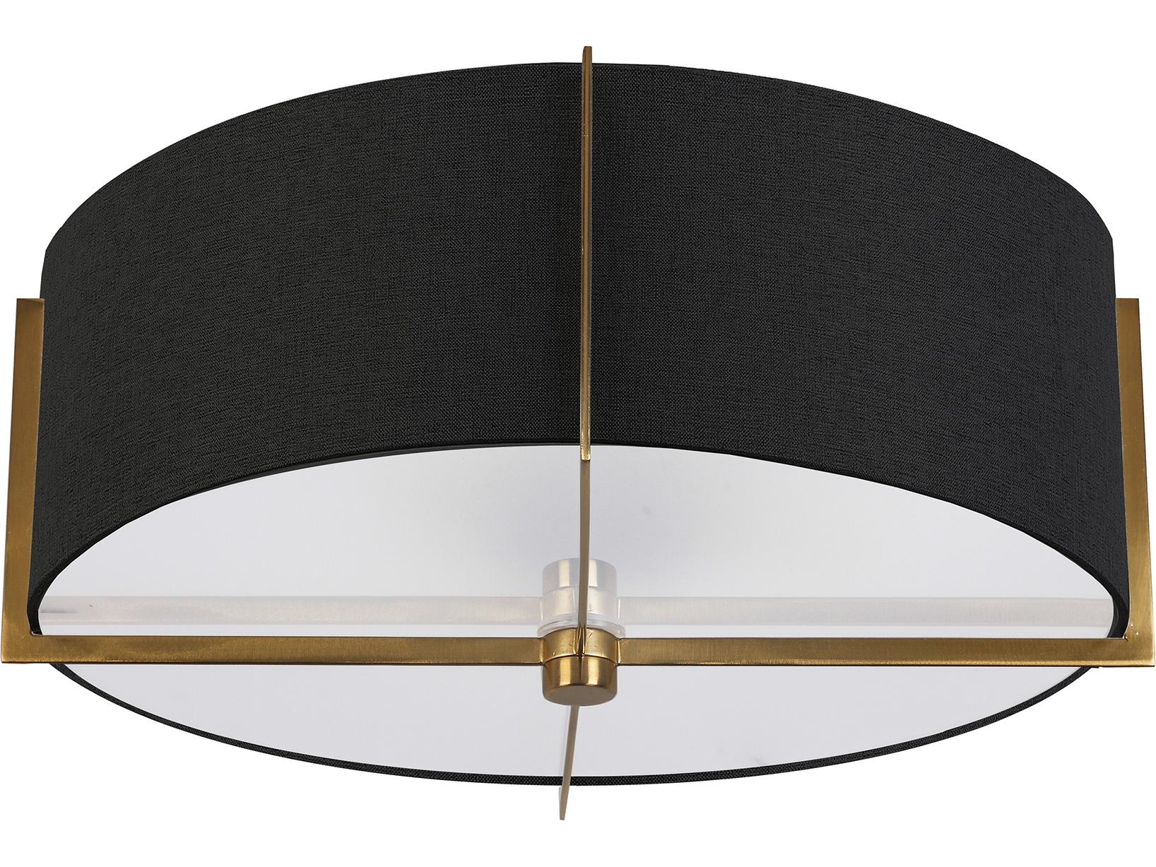 Dainolite Preston 3-Light Black Aged Brass Drum Semi Flush Mount
