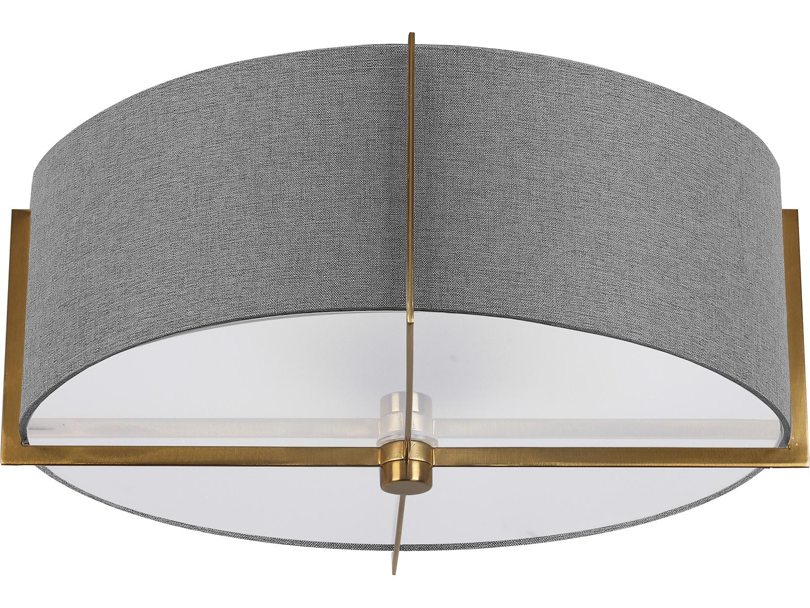 Dainolite Preston 3-Light Grey Aged Brass Drum Semi Flush Mount