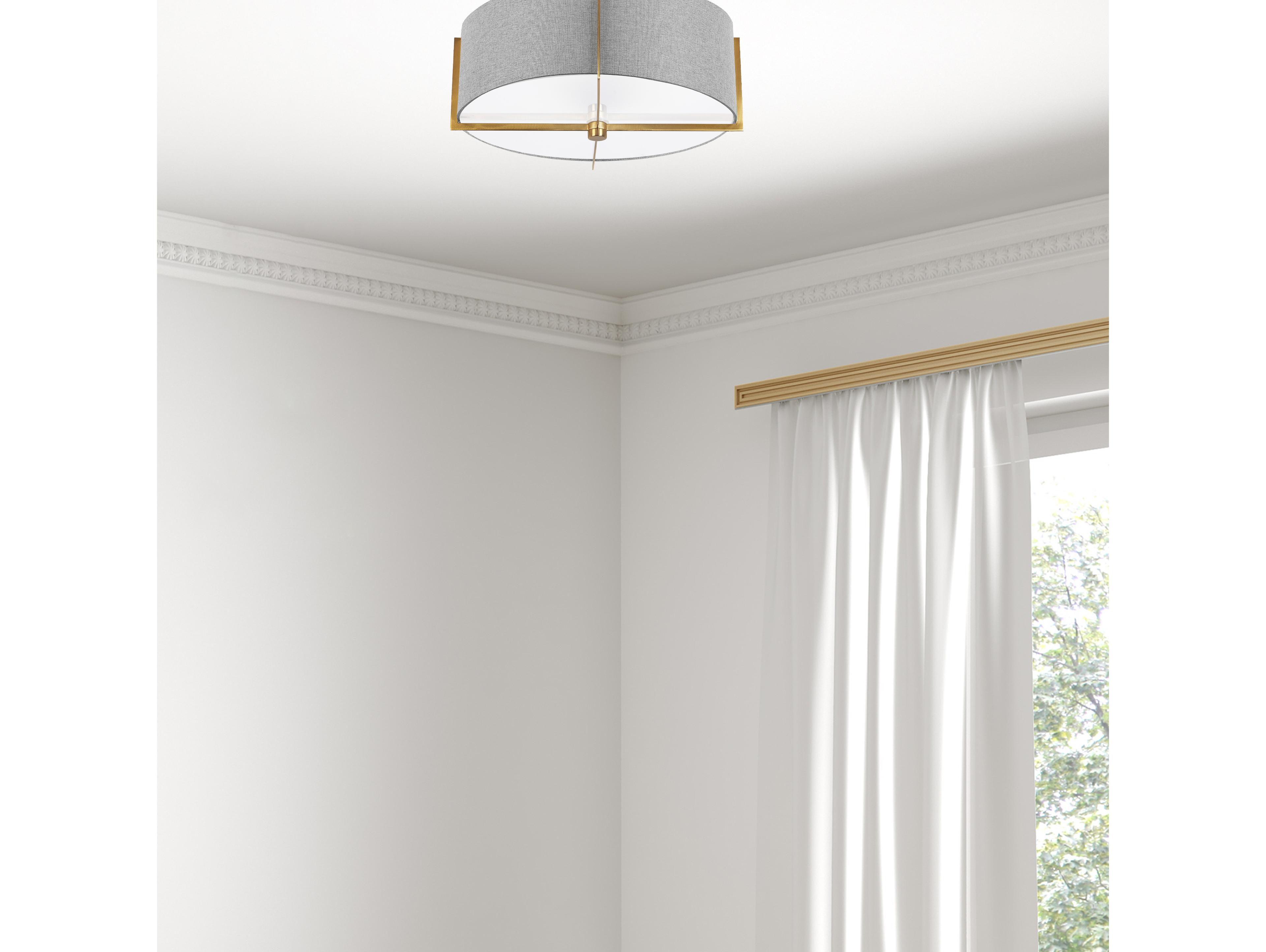 Dainolite Preston 3-Light Grey Aged Brass Drum Semi Flush Mount