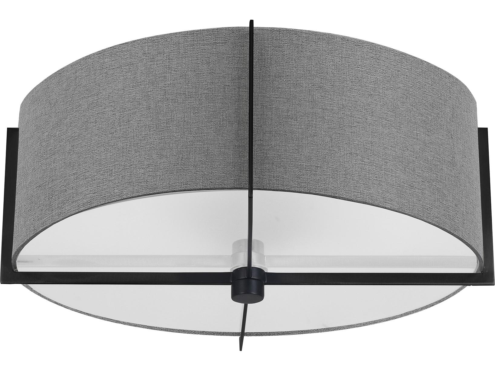 Dainolite Preston 3-Light Grey Matte Black Drum Semi Flush Mount