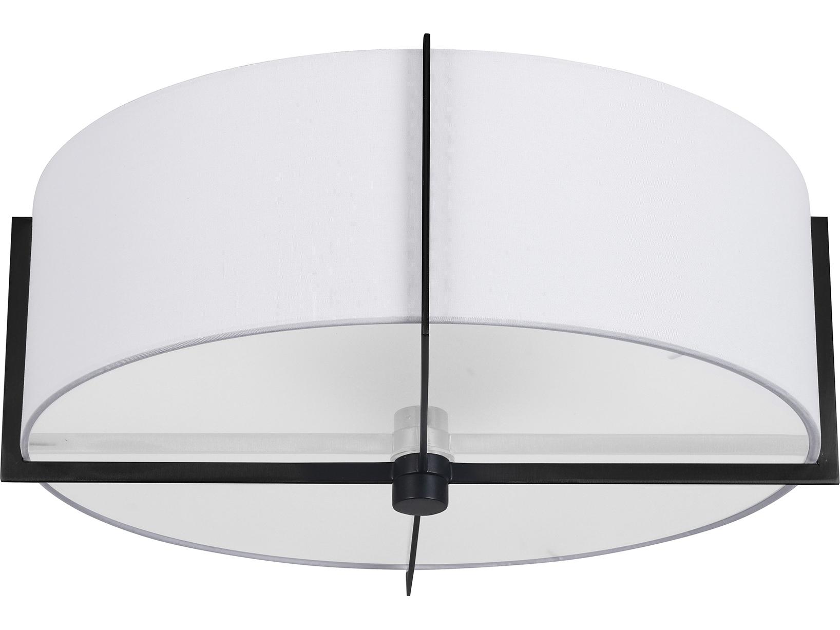 Dainolite Preston 3-Light Matte Black White Drum Semi Flush Mount