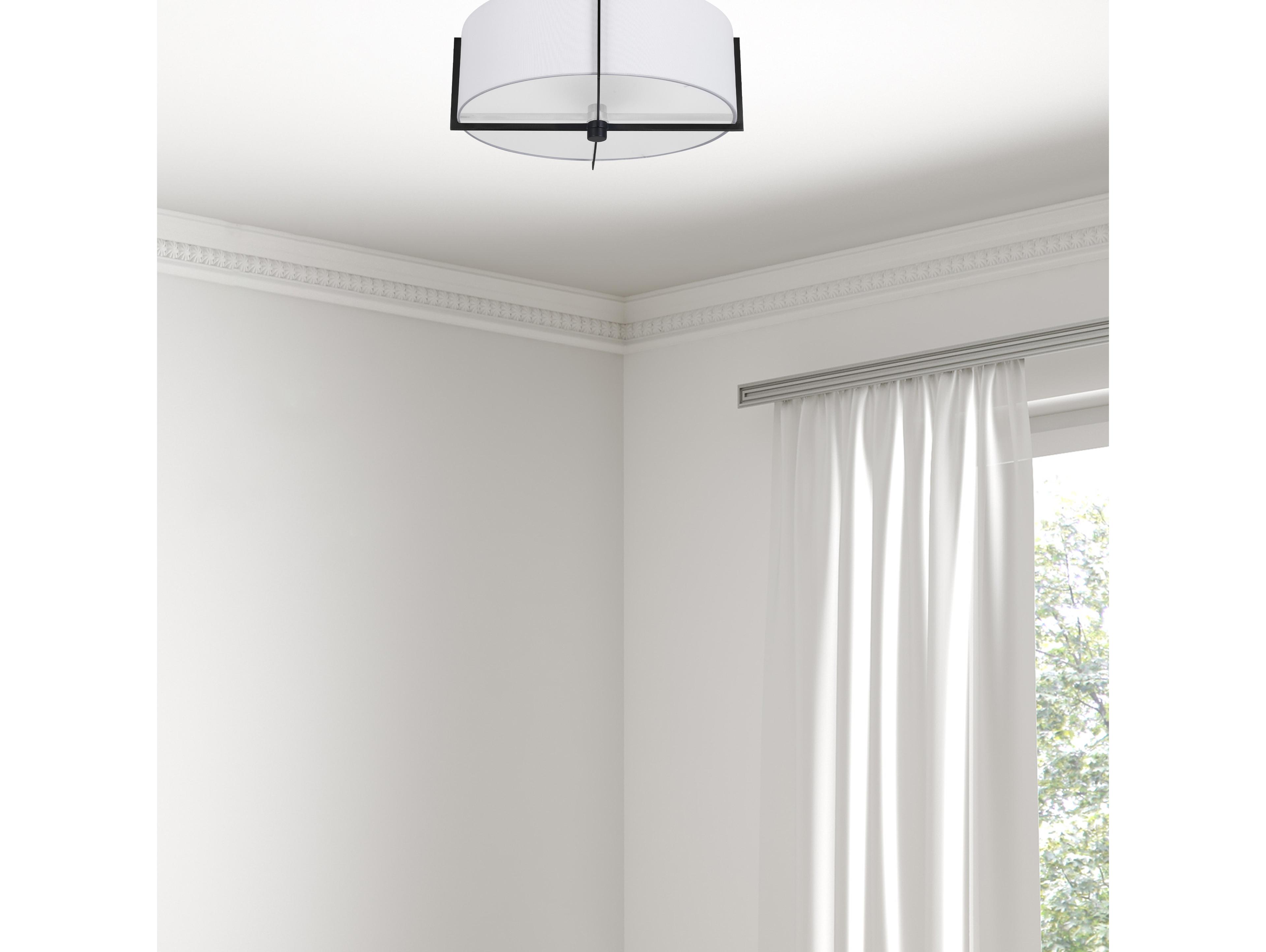 Dainolite Preston 3-Light Matte Black White Drum Semi Flush Mount