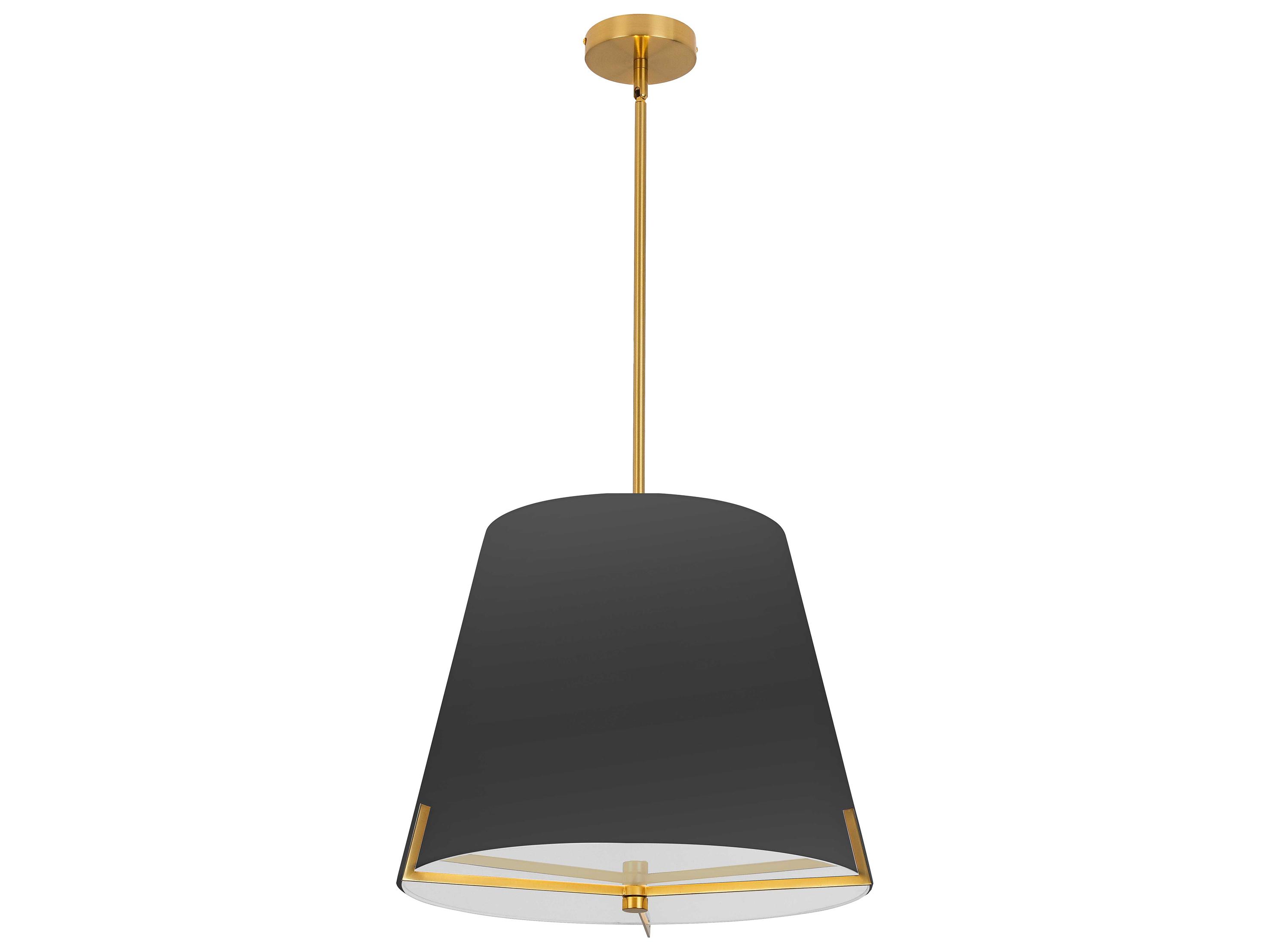 Dainolite Preston 4-Light Black Aged Brass Drum Pendant