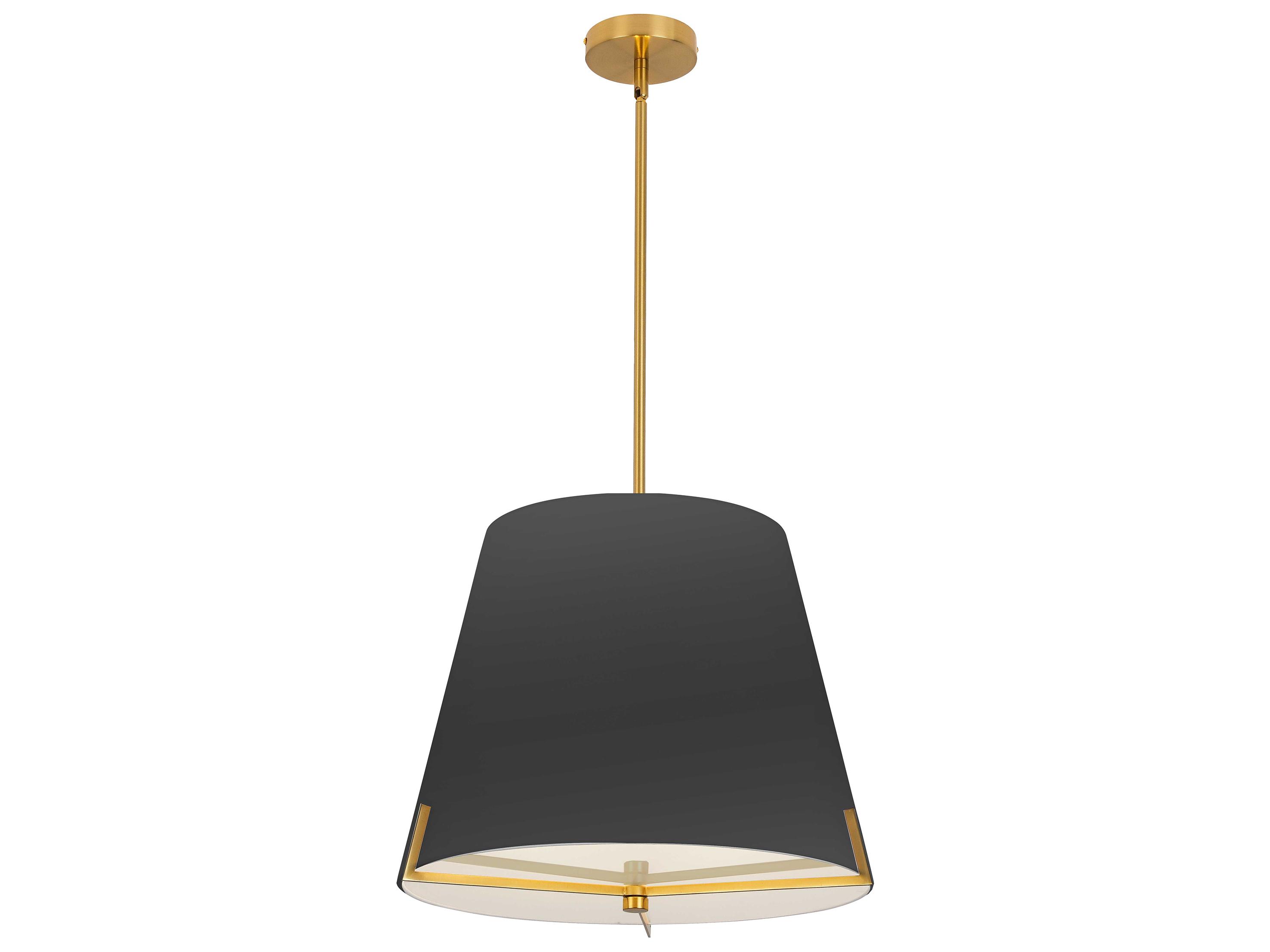 Dainolite Preston 4-Light Black Aged Brass Drum Pendant