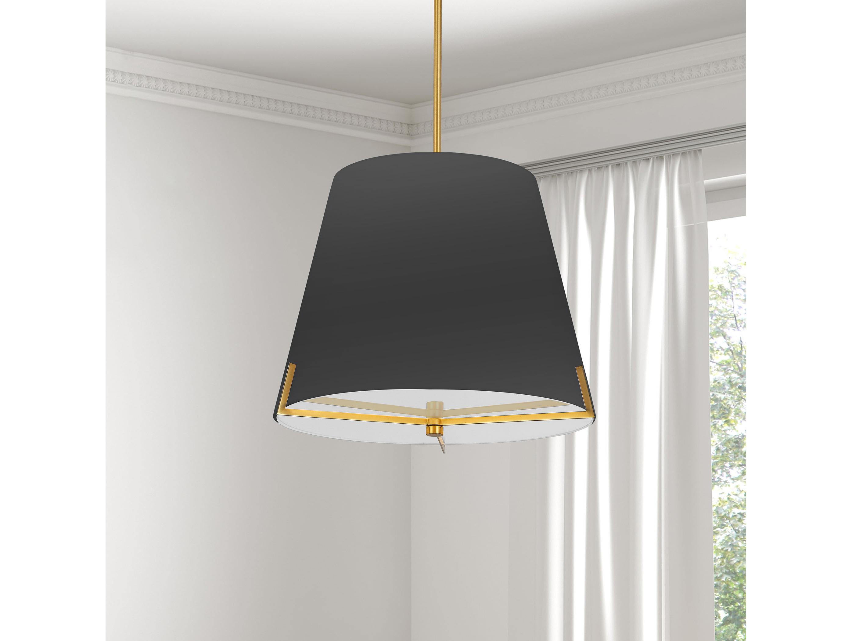 Dainolite Preston 4-Light Black Aged Brass Drum Pendant