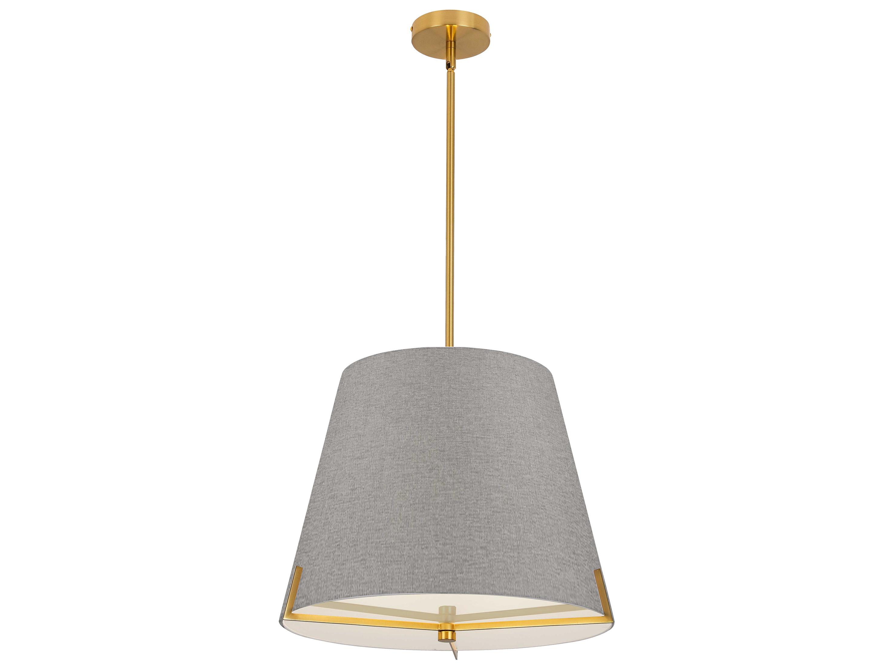 Dainolite Preston 4-Light Grey Aged Brass Drum Pendant