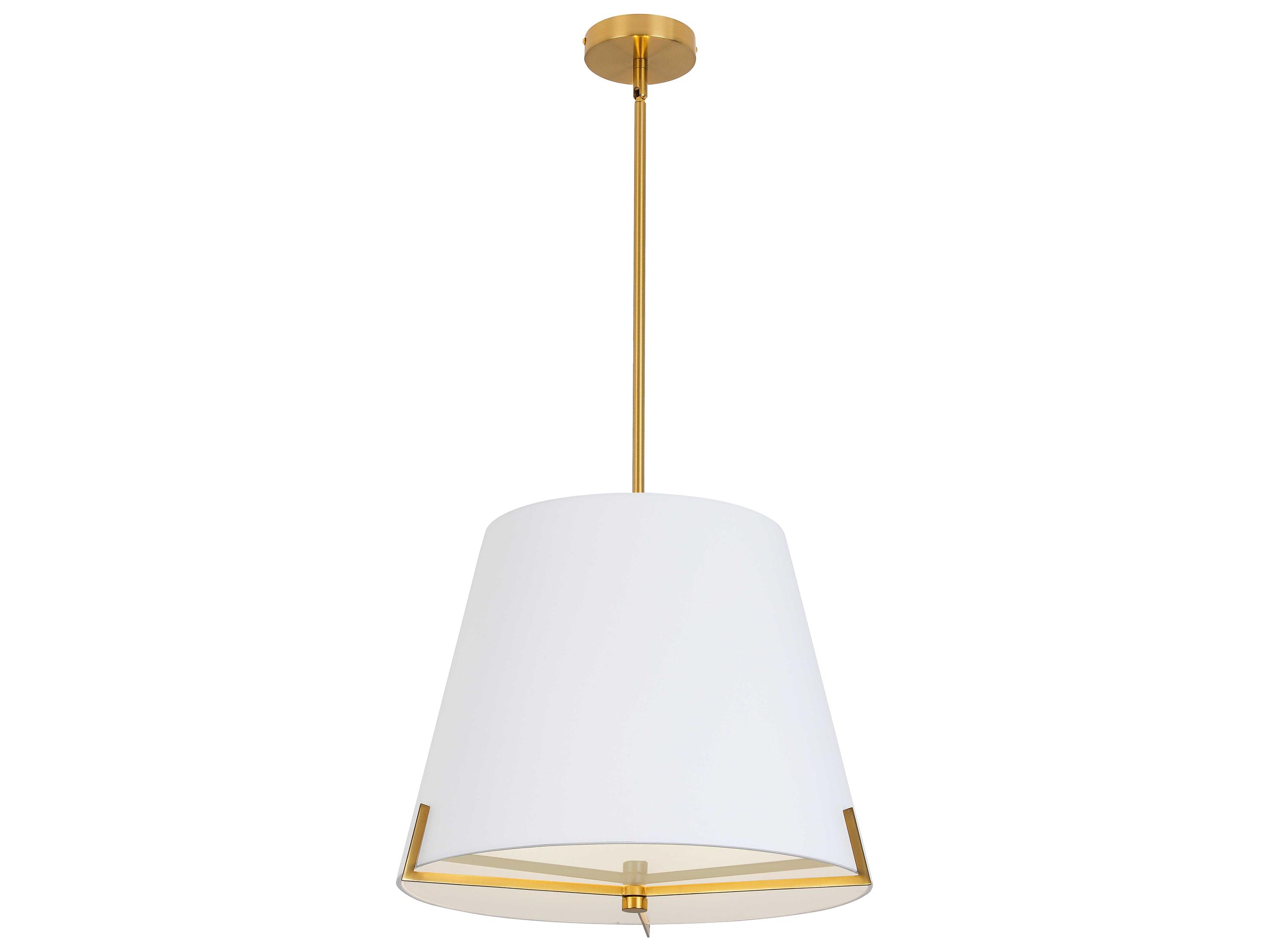 Dainolite Preston 4-Light Aged Brass White Drum Pendant