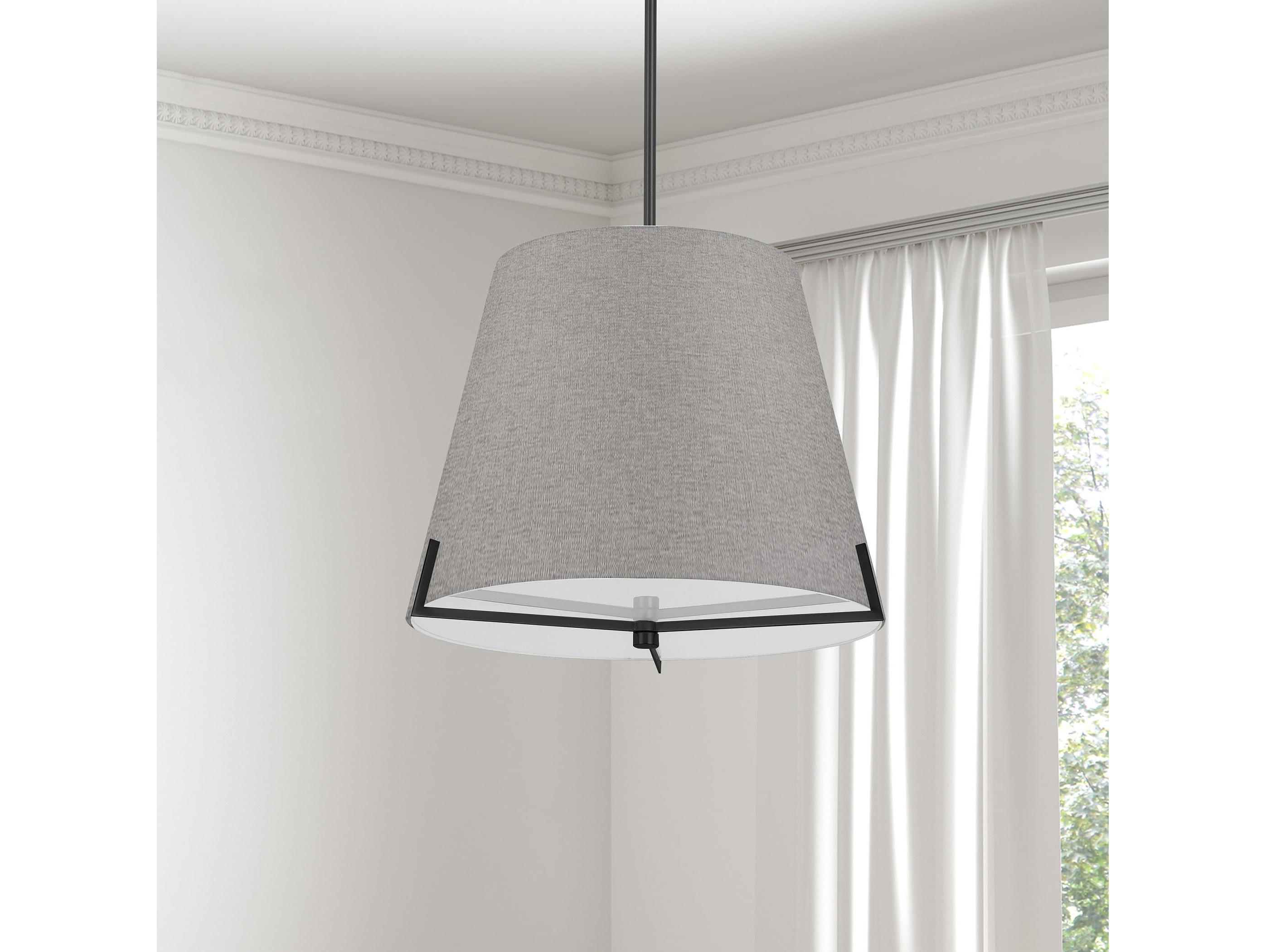 Dainolite Preston 4-Light Grey Matte Black Drum Pendant