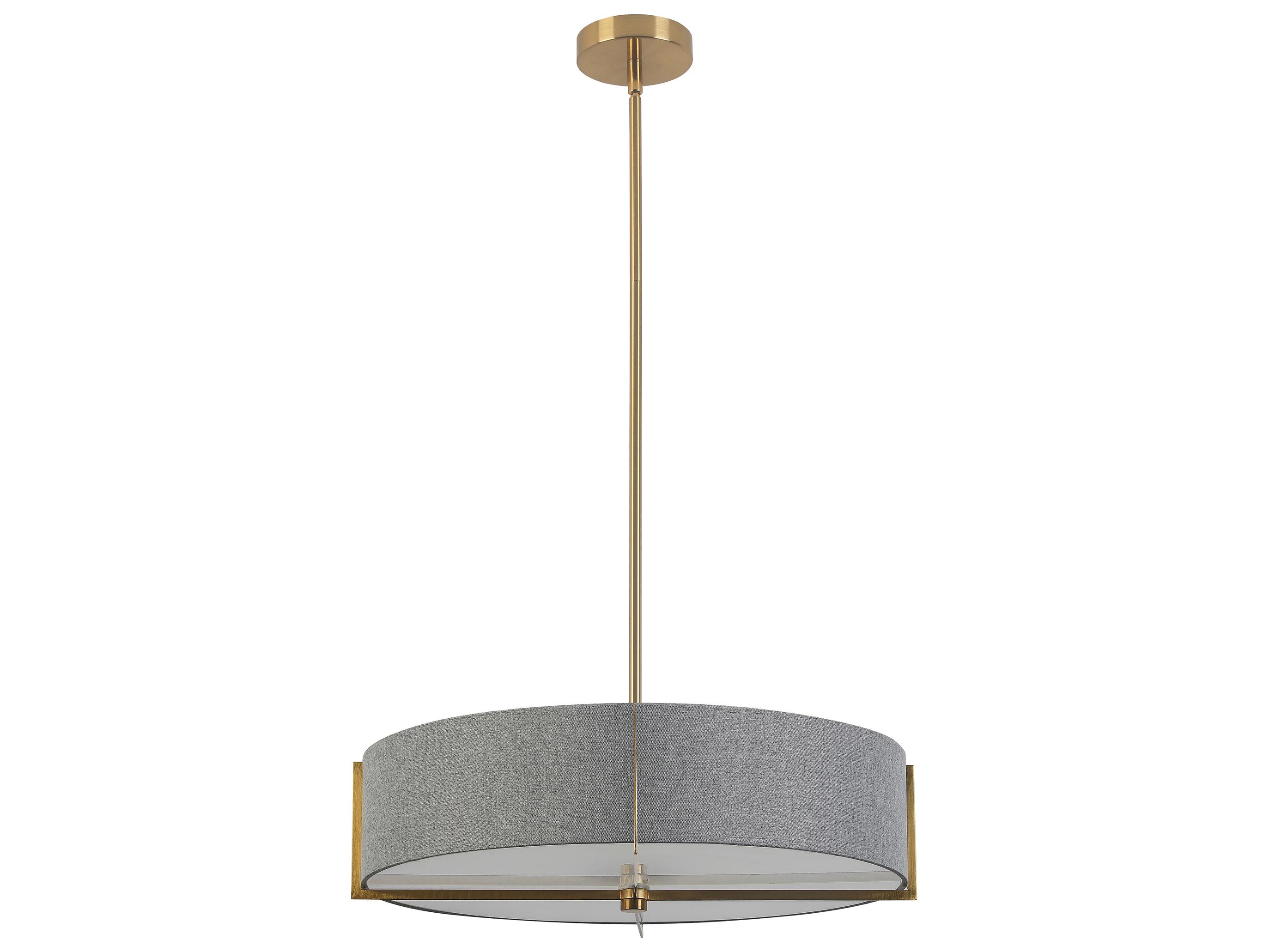 Dainolite Preston 4-Light Grey Aged Brass Round Pendant