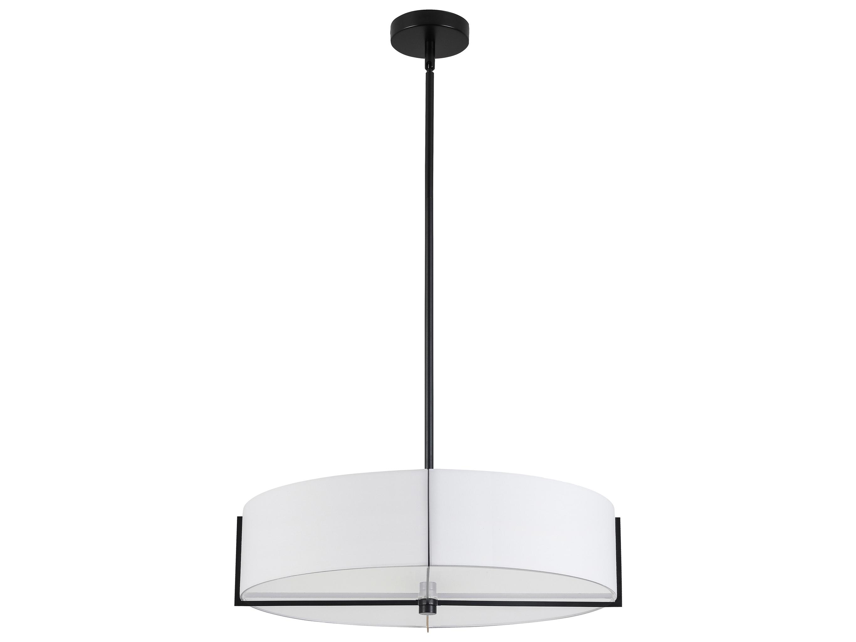 Dainolite Preston 4-Light Matte Black White Round Pendant