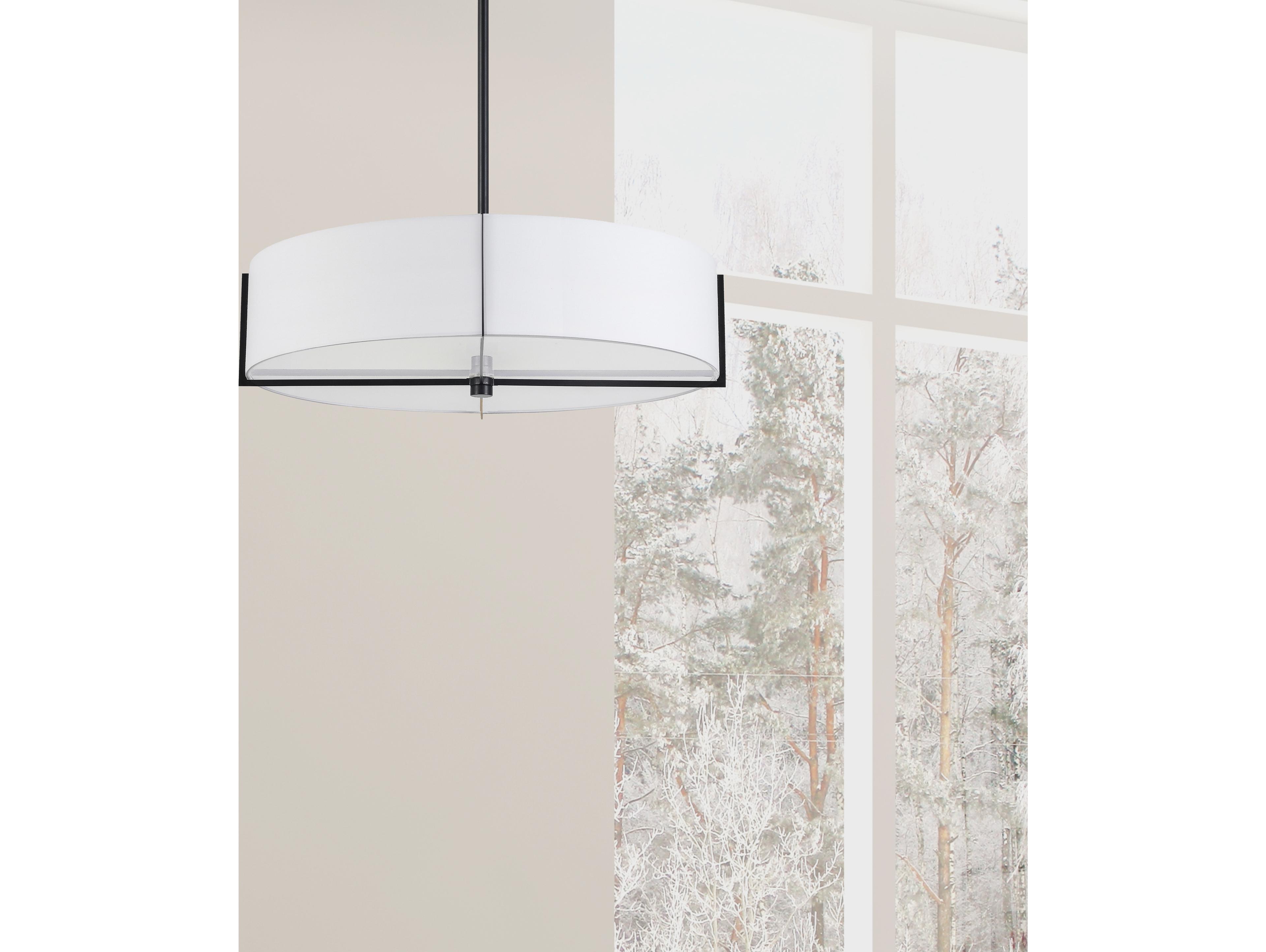 Dainolite Preston 4-Light Matte Black White Round Pendant