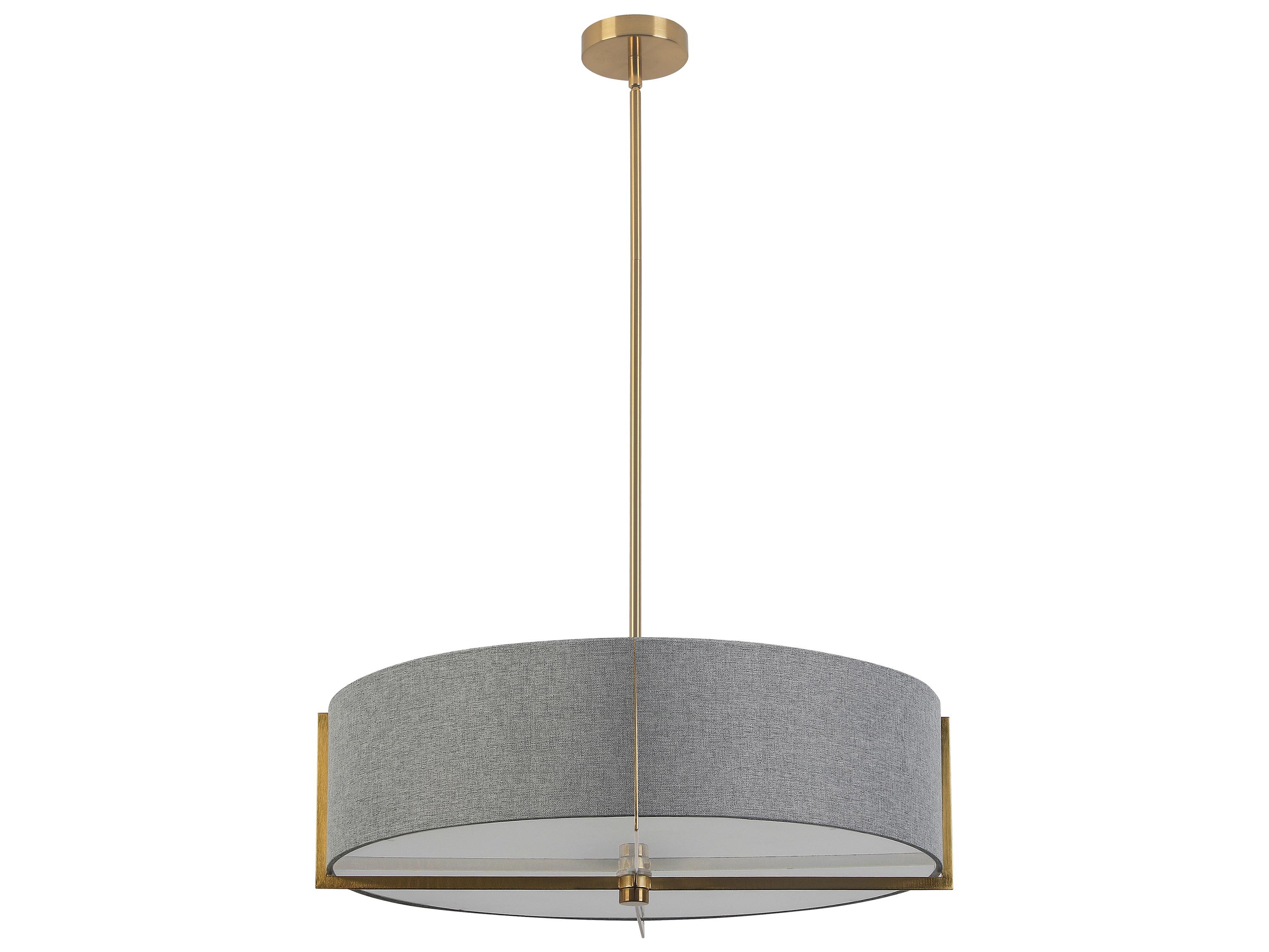 Dainolite Preston 4-Light Grey Aged Brass Round Pendant