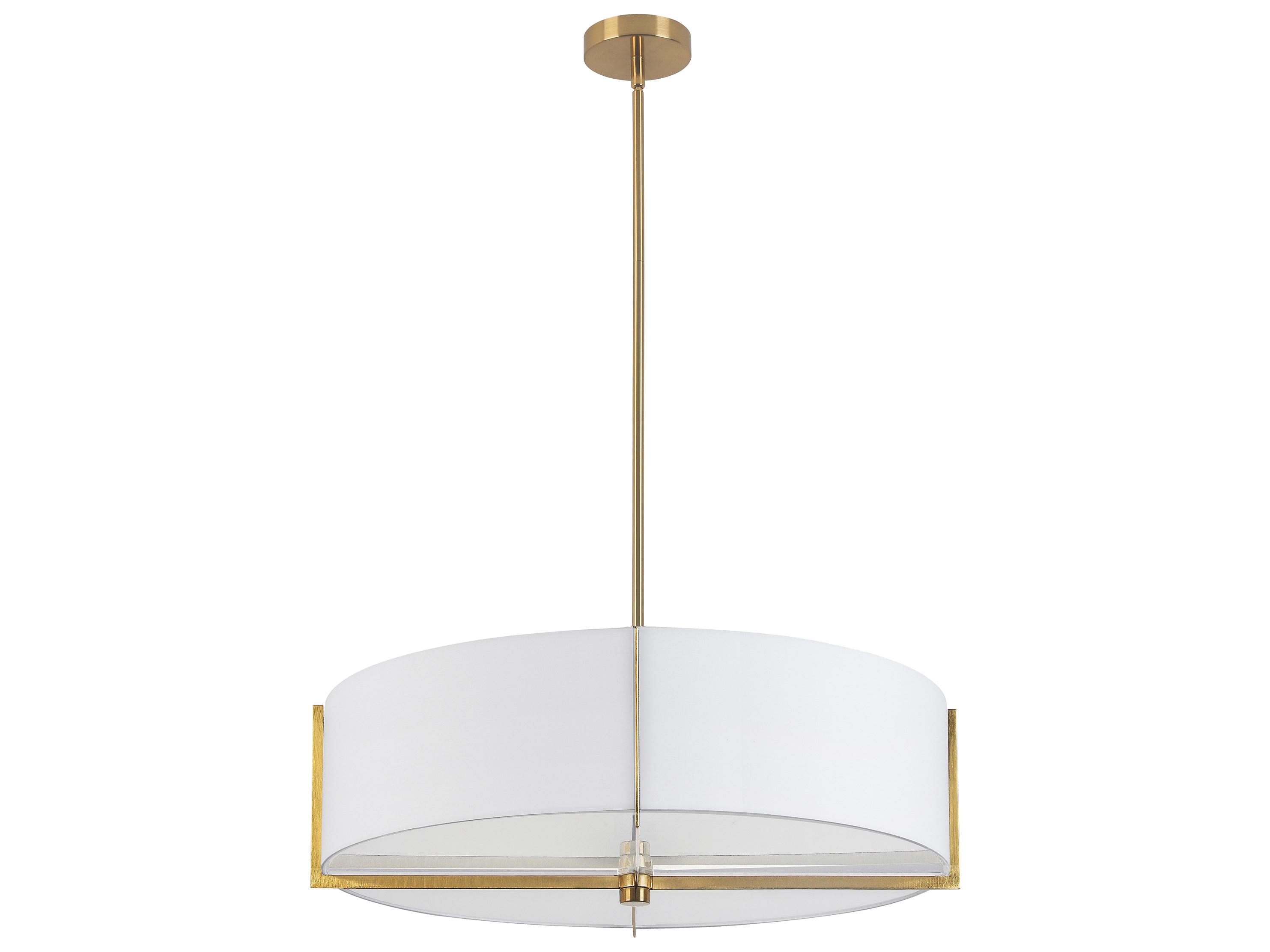 Dainolite Preston 4-Light Aged Brass White Round Pendant