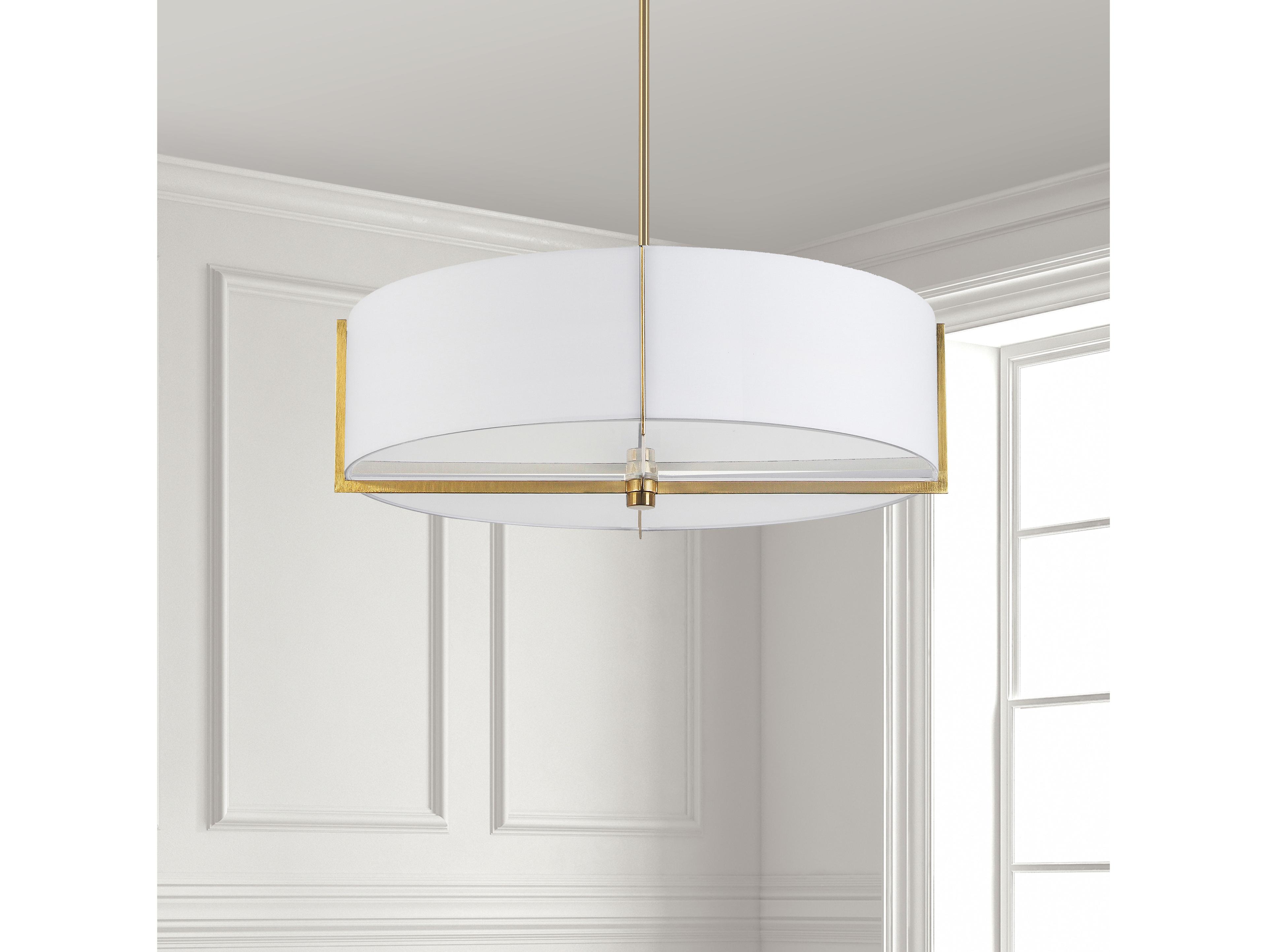 Dainolite Preston 4-Light Aged Brass White Round Pendant