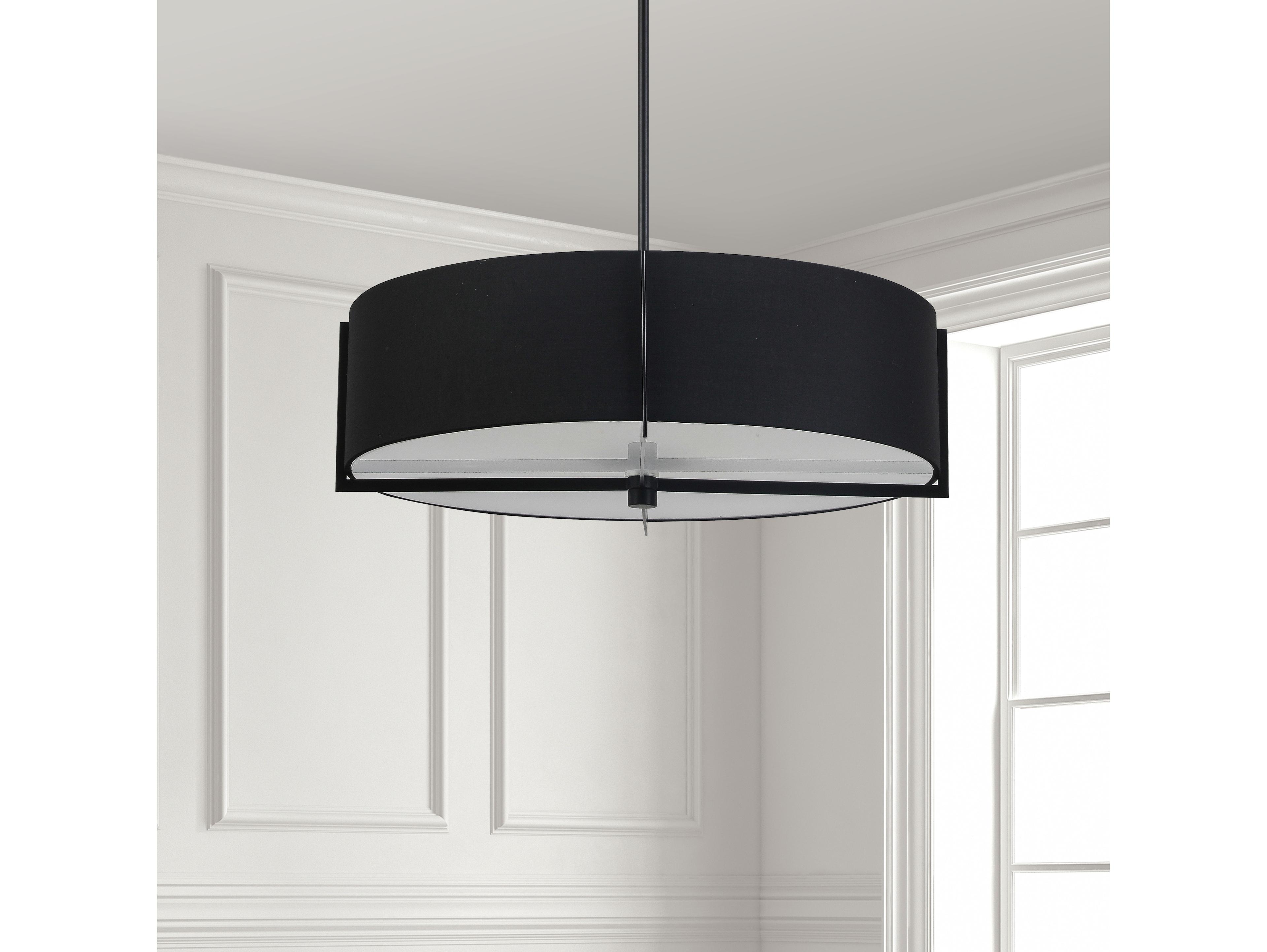 Dainolite Preston 4-Light Matte Black Round Pendant