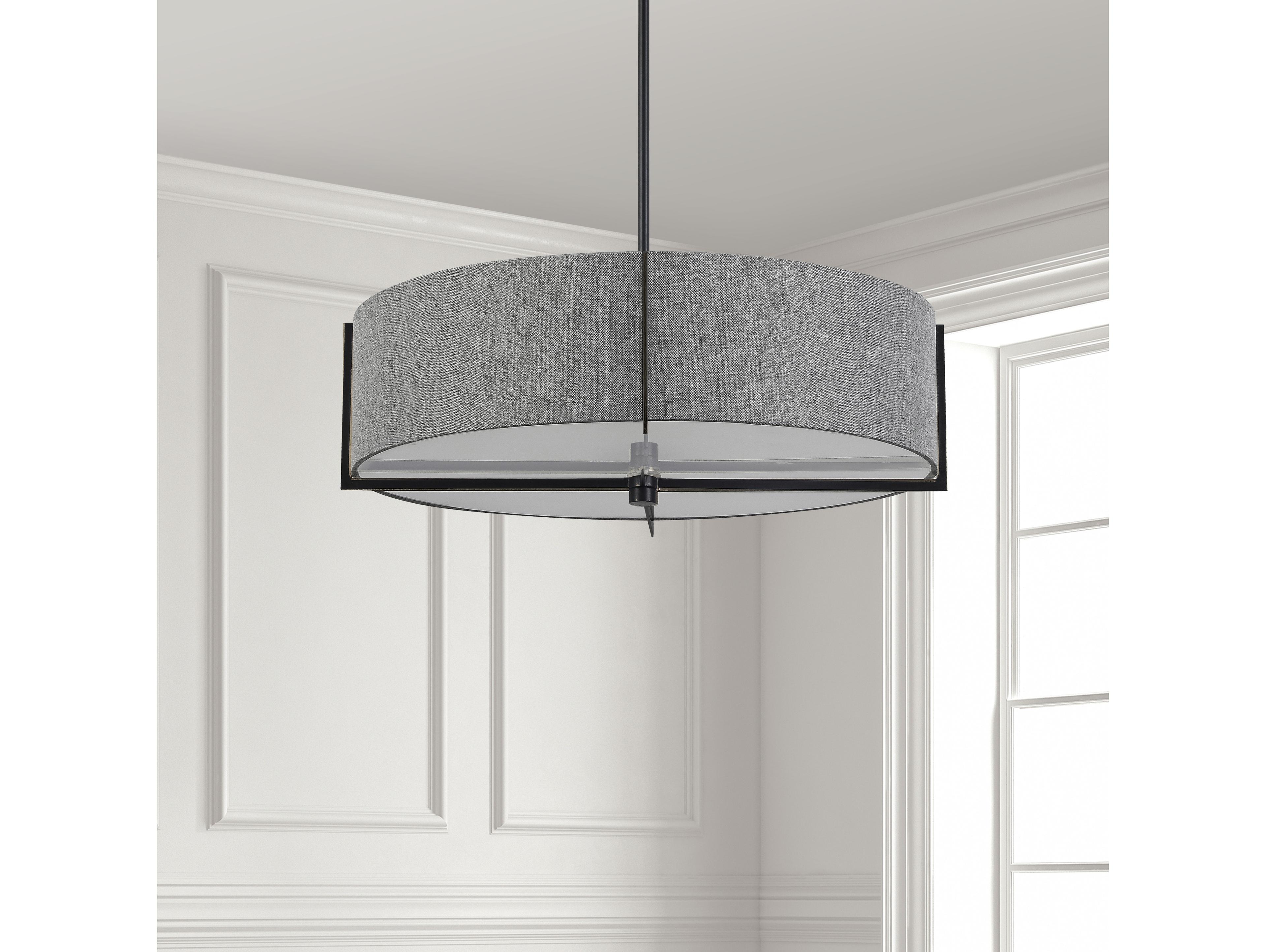 Dainolite Preston 4-Light Grey Matte Black Round Pendant