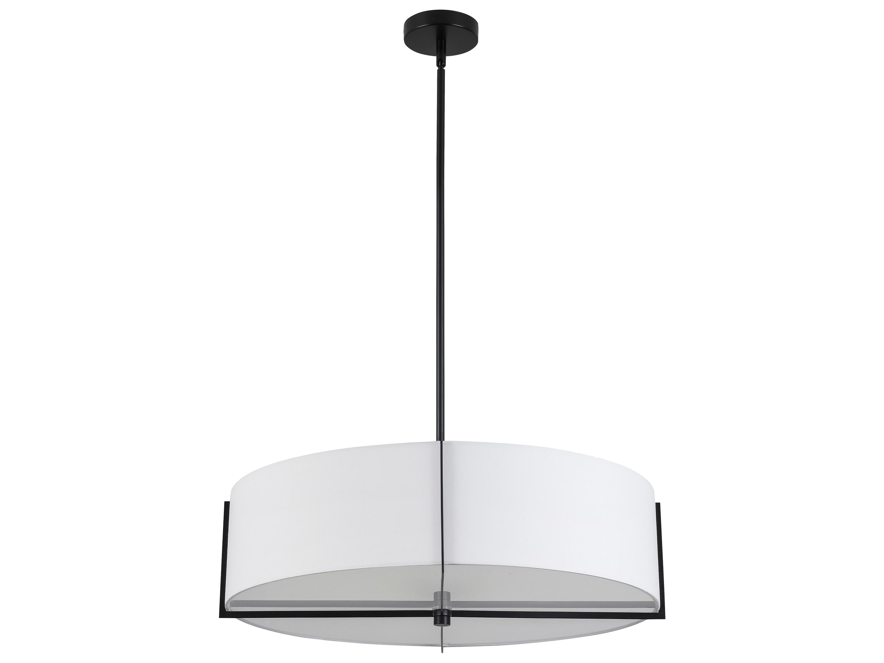 Dainolite Preston 4-Light Matte Black White Round Pendant