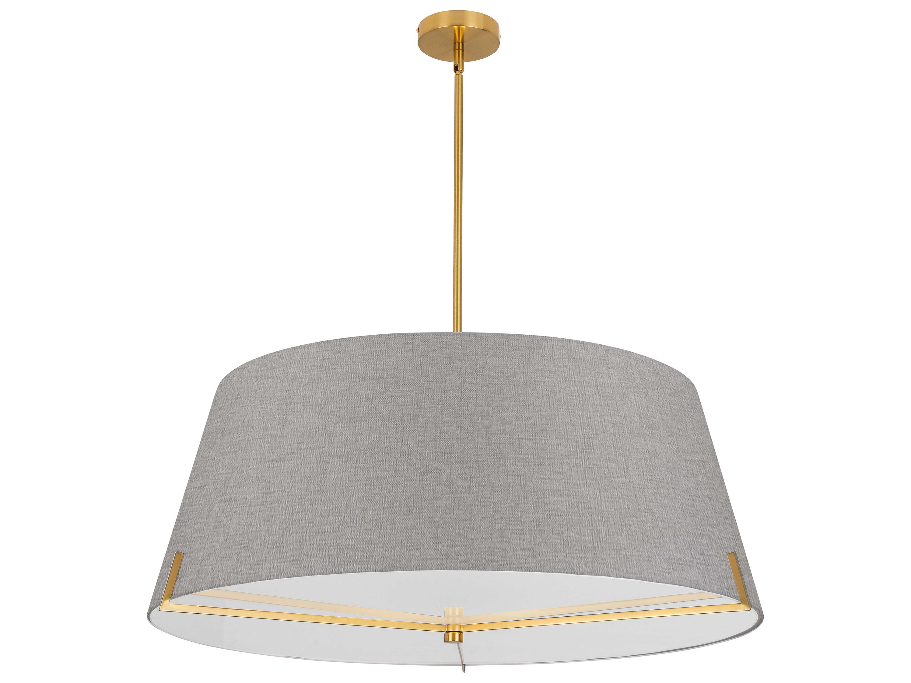 Dainolite Preston 4-Light Grey Aged Brass Drum Pendant