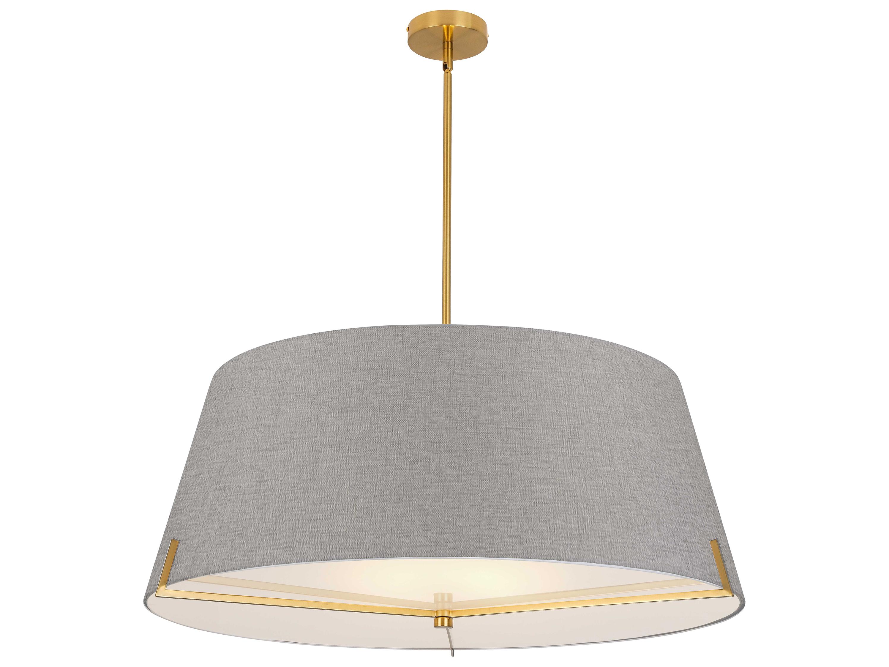 Dainolite Preston 4-Light Grey Aged Brass Drum Pendant