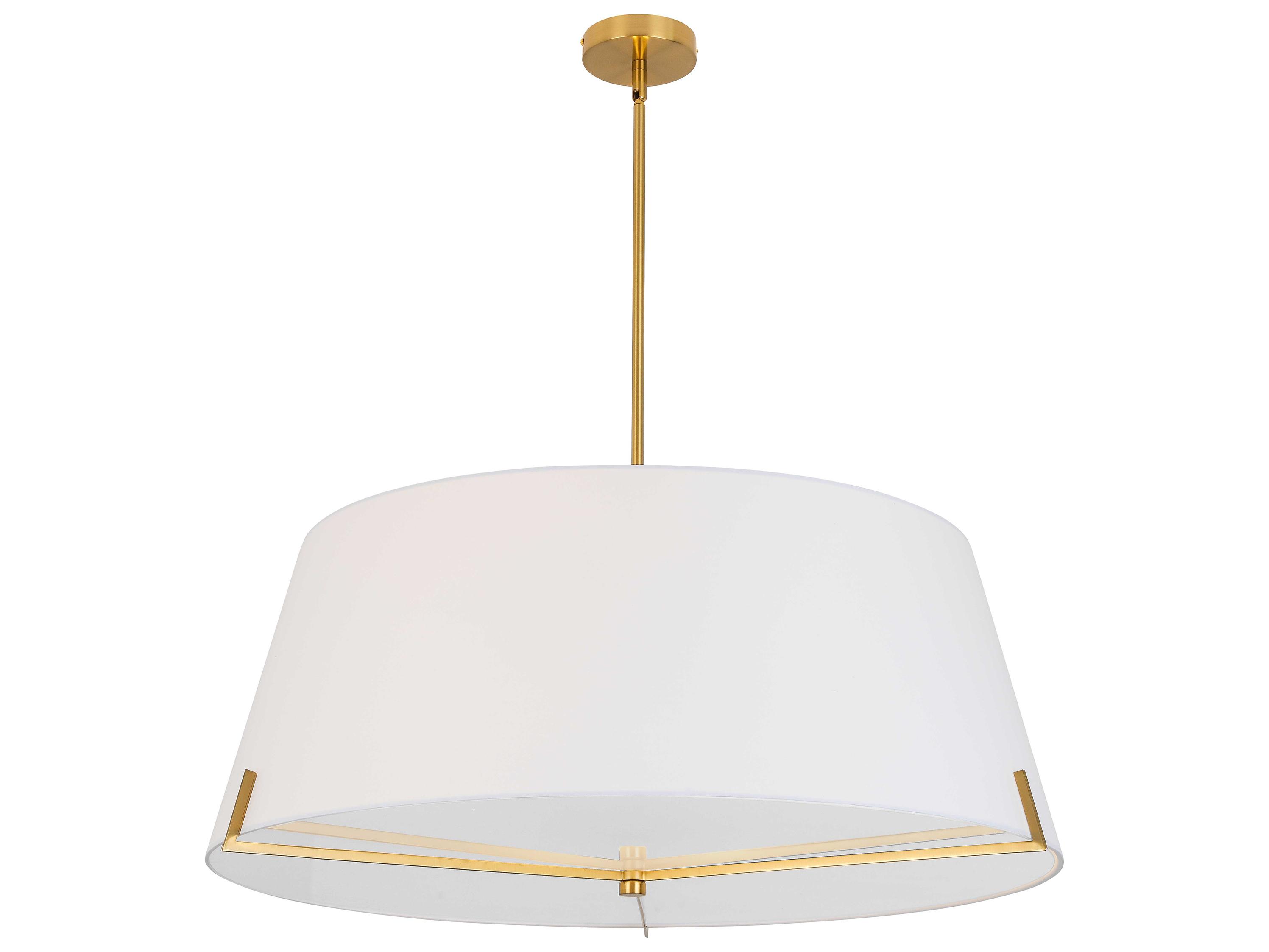 Dainolite Preston 4-Light Aged Brass White Drum Pendant