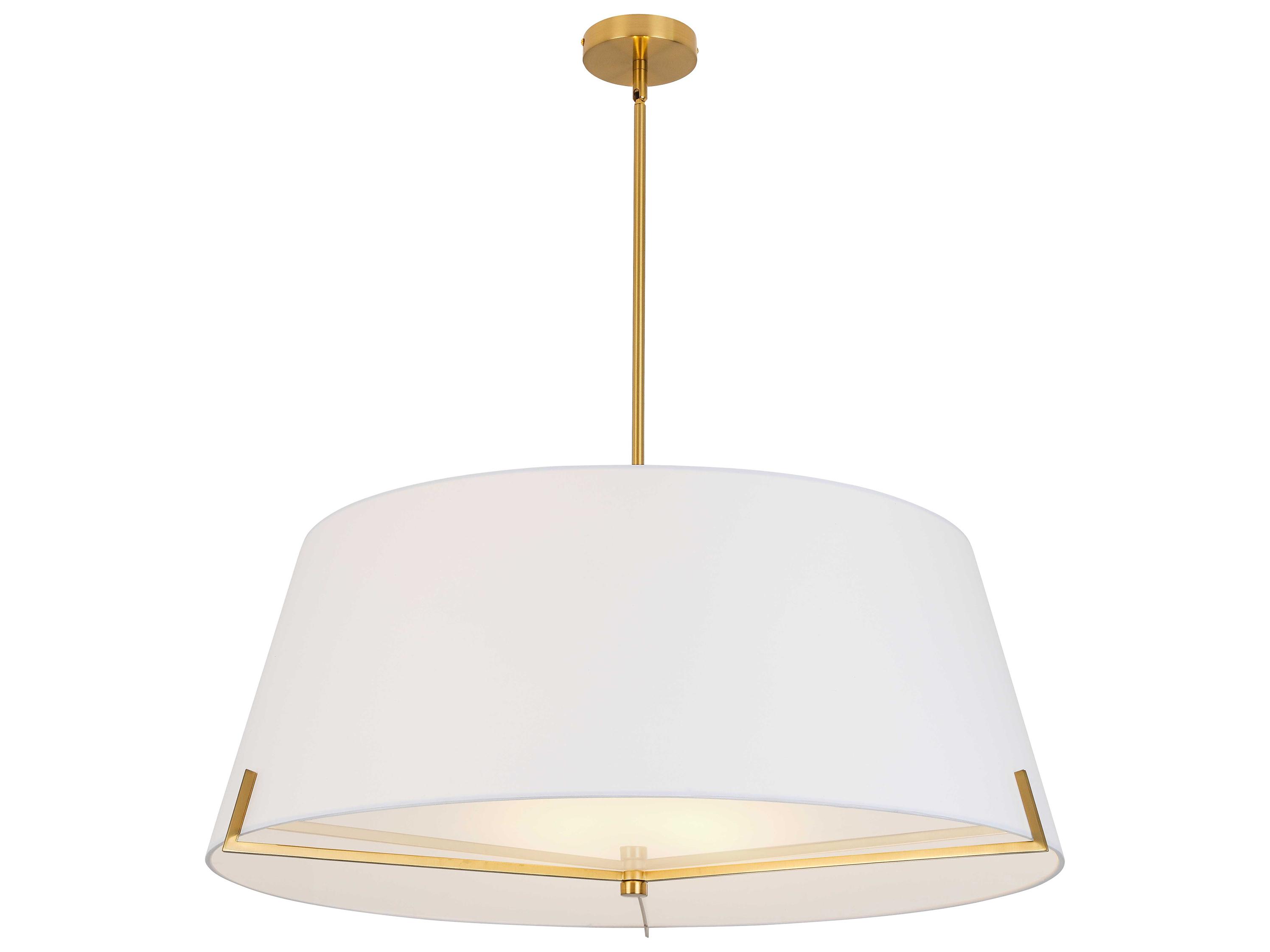 Dainolite Preston 4-Light Aged Brass White Drum Pendant