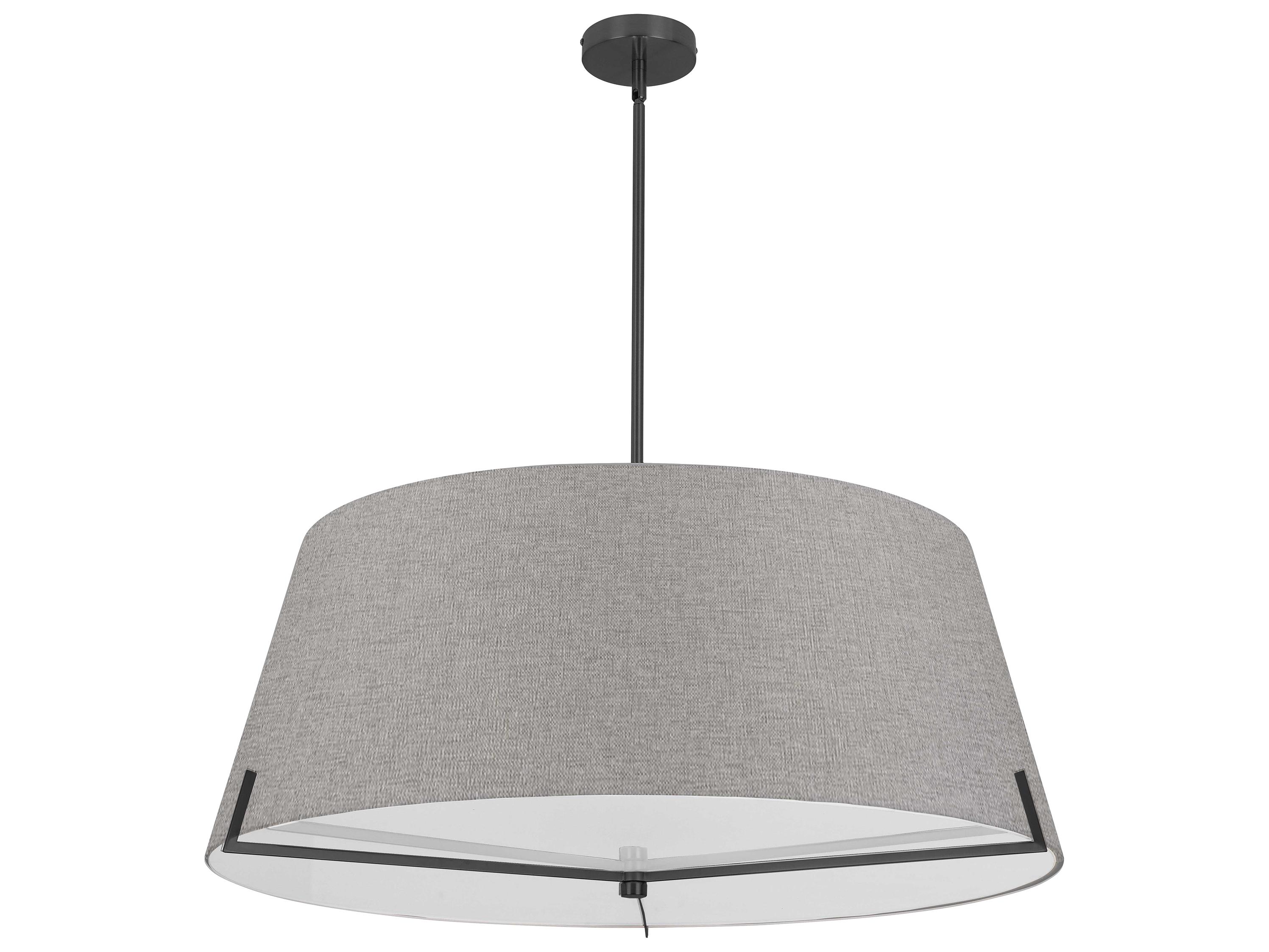 Dainolite Preston 4-Light Matte Black Gray Drum Pendant